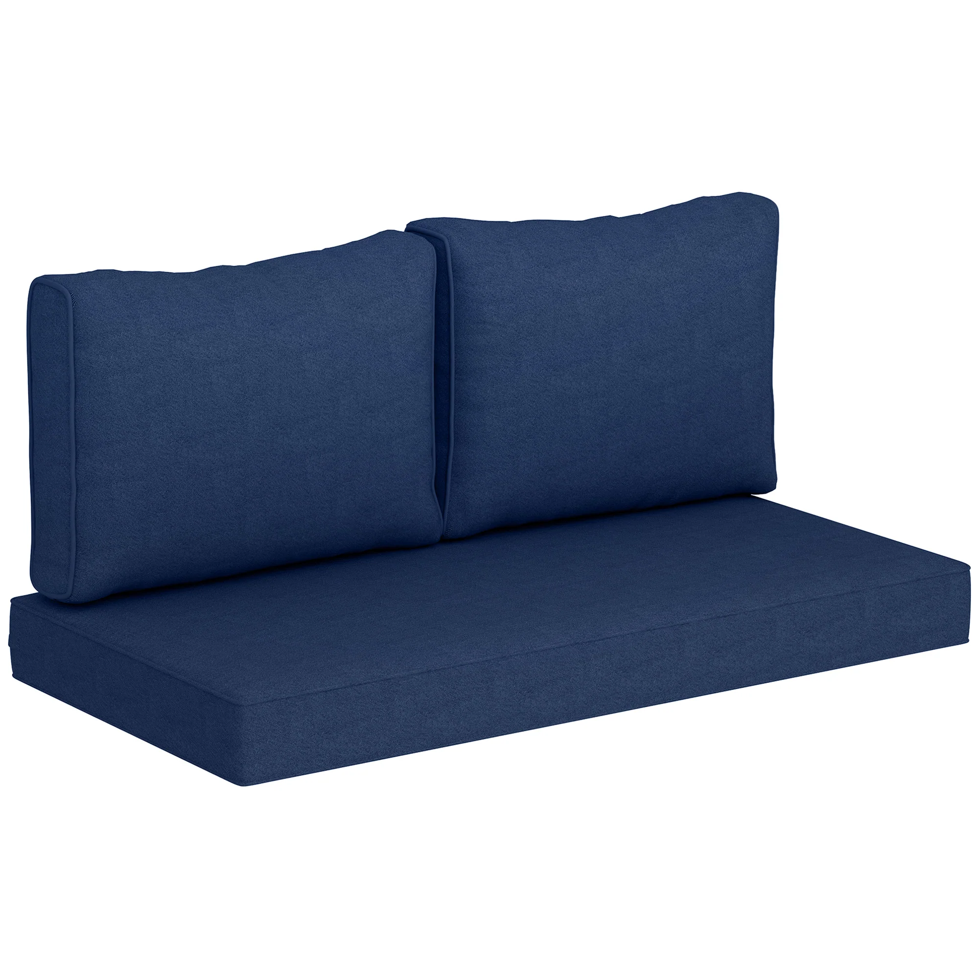 2 Seater Outdoor Seat Cushions with Backrest, Navy Blue - Image 12