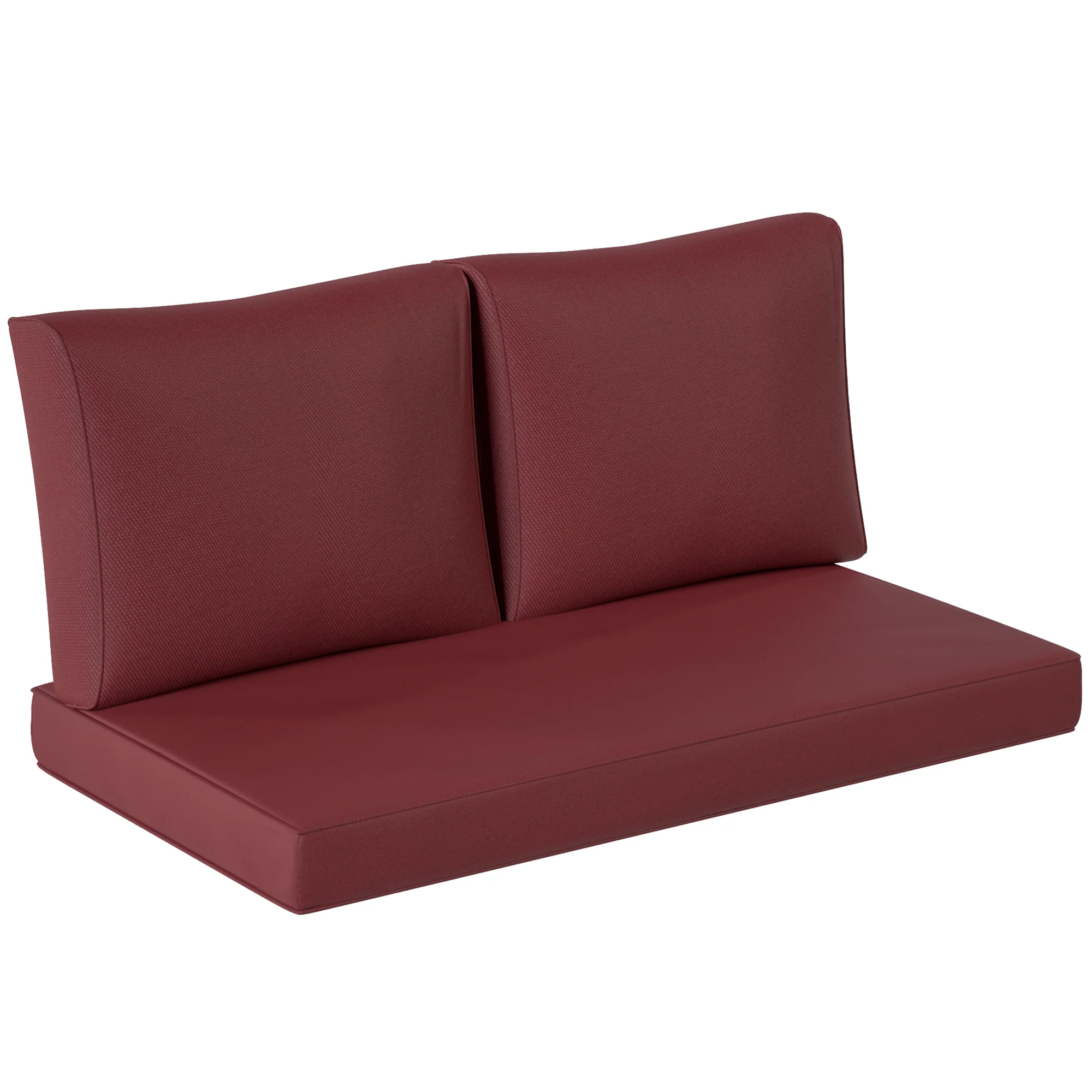 2 Seater Outdoor Seat Cushions with Backrest, Wine Red - Image 12