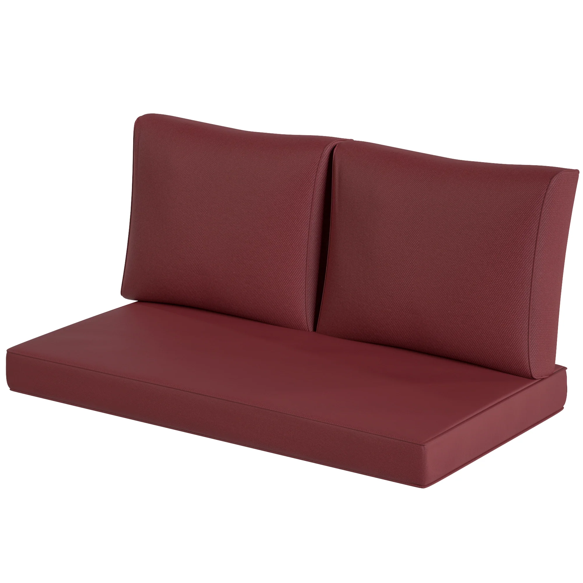 2 Seater Outdoor Seat Cushions with Backrest, Wine Red - Image 2