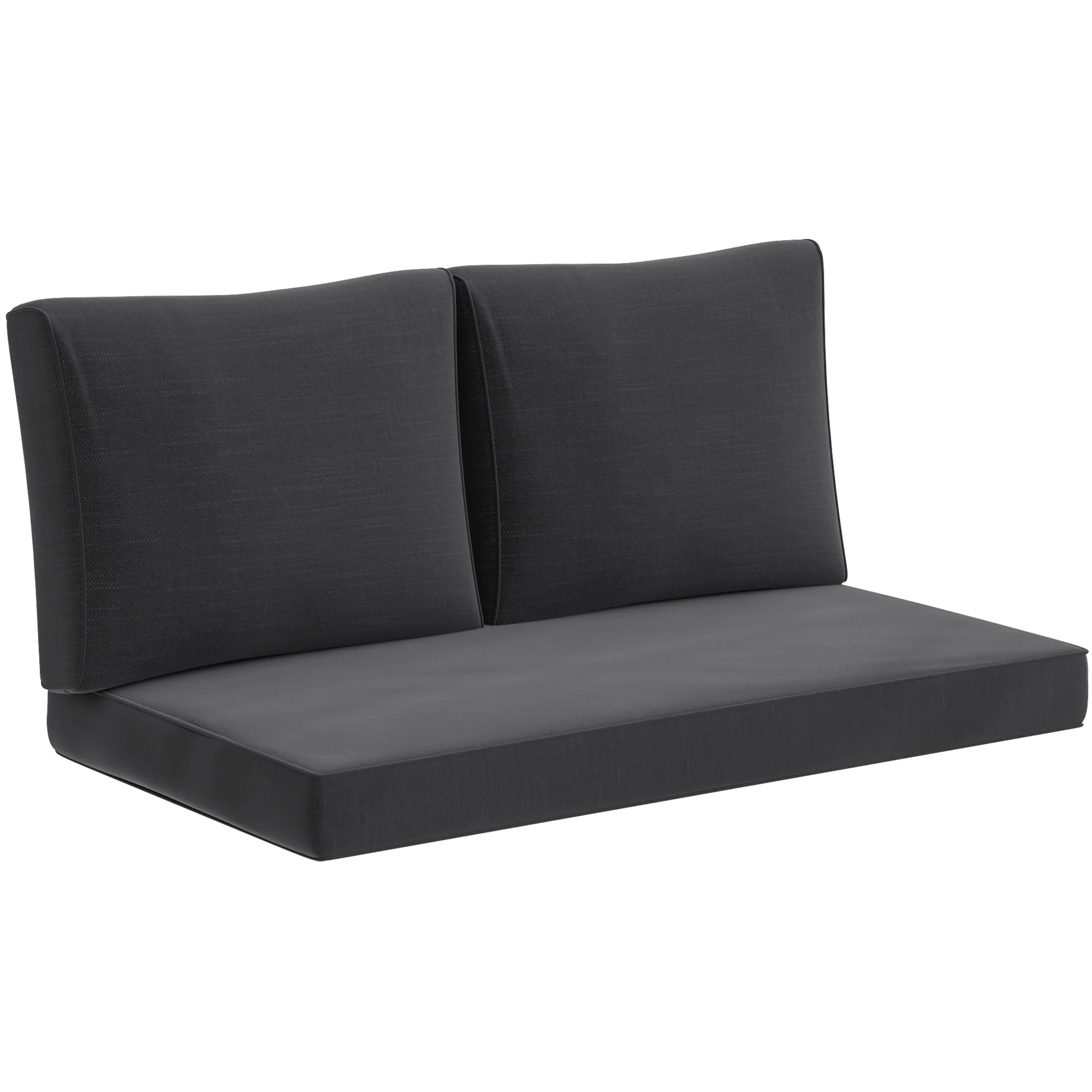 2 Seater Outdoor Seat Cushions with Backrest, Black