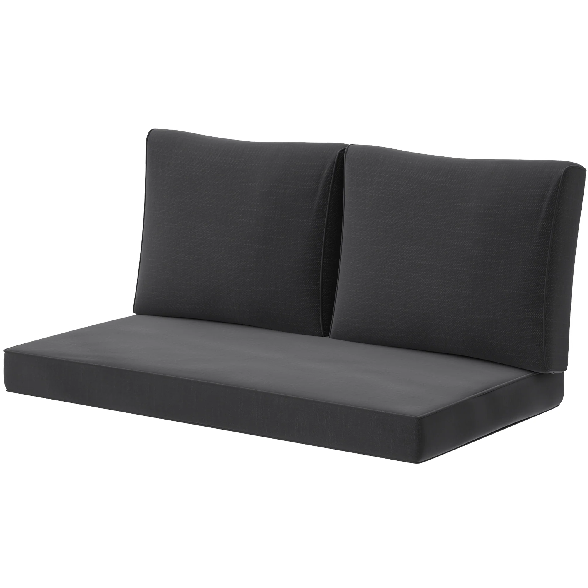 2 Seater Outdoor Seat Cushions with Backrest, Black - Image 2