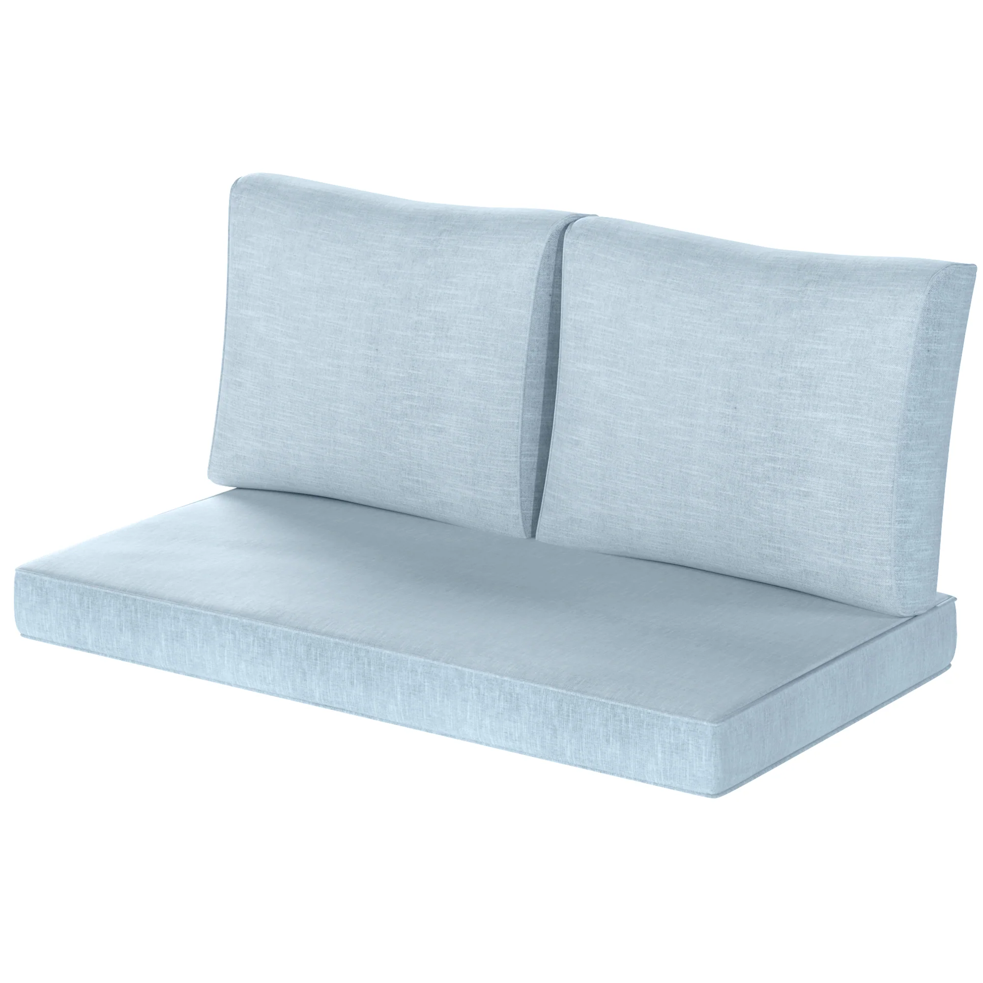 2 Seater Outdoor Seat Cushions with Backrest, Light Blue - Image 2
