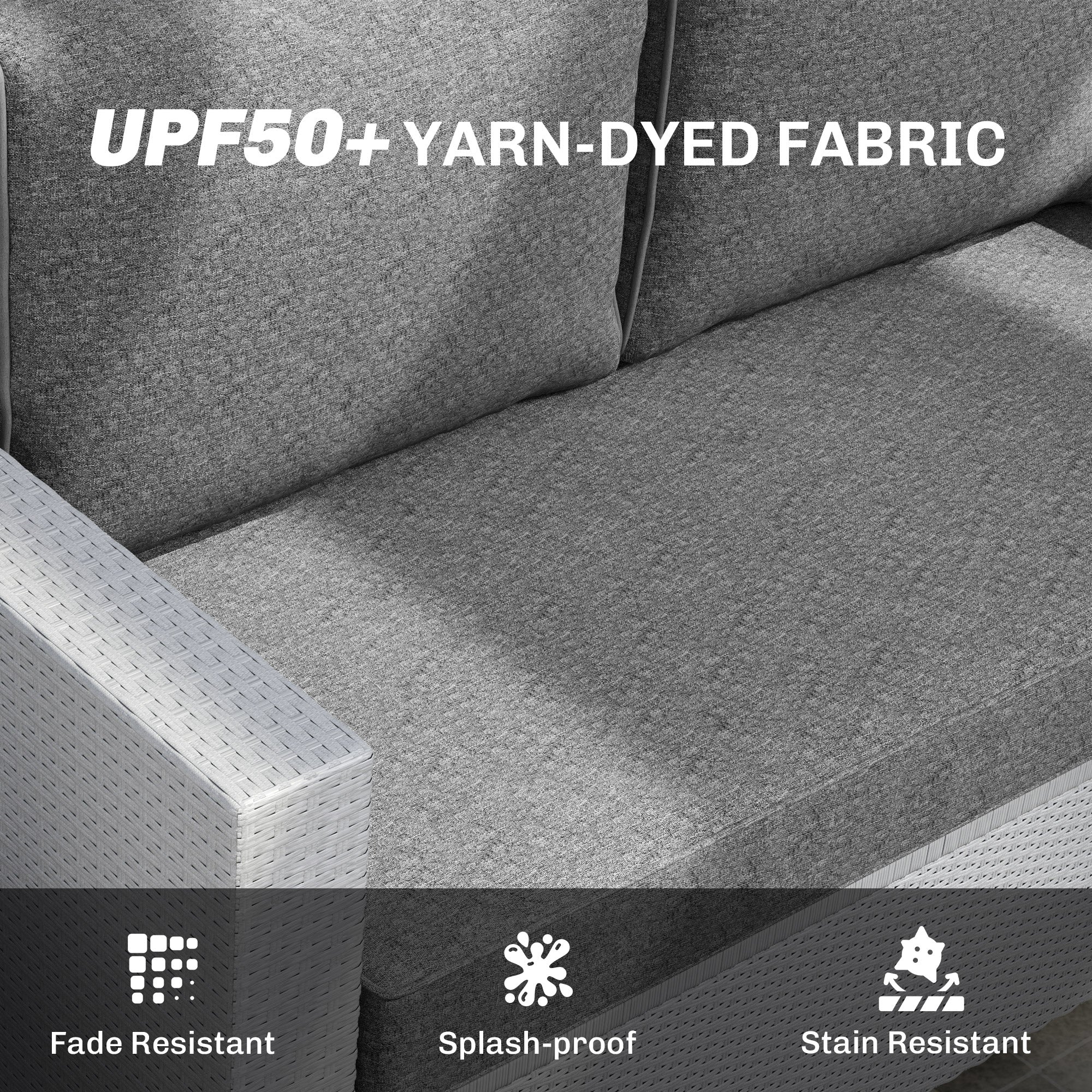 2 Seater Outdoor Seat Cushions with Backrest, Grey - Image 7