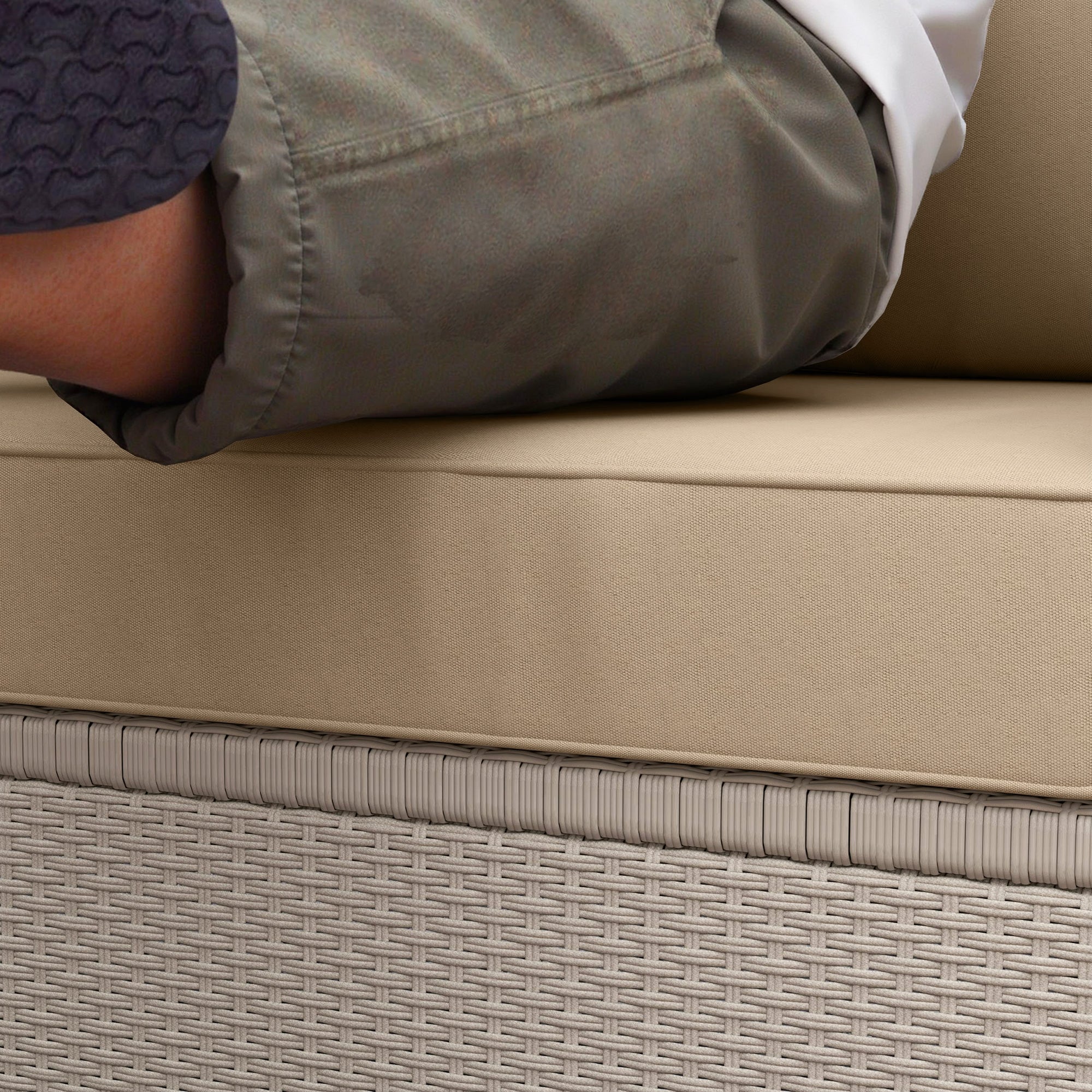 2 Seater Outdoor Seat Cushions with Backrest, Beige - Image 11