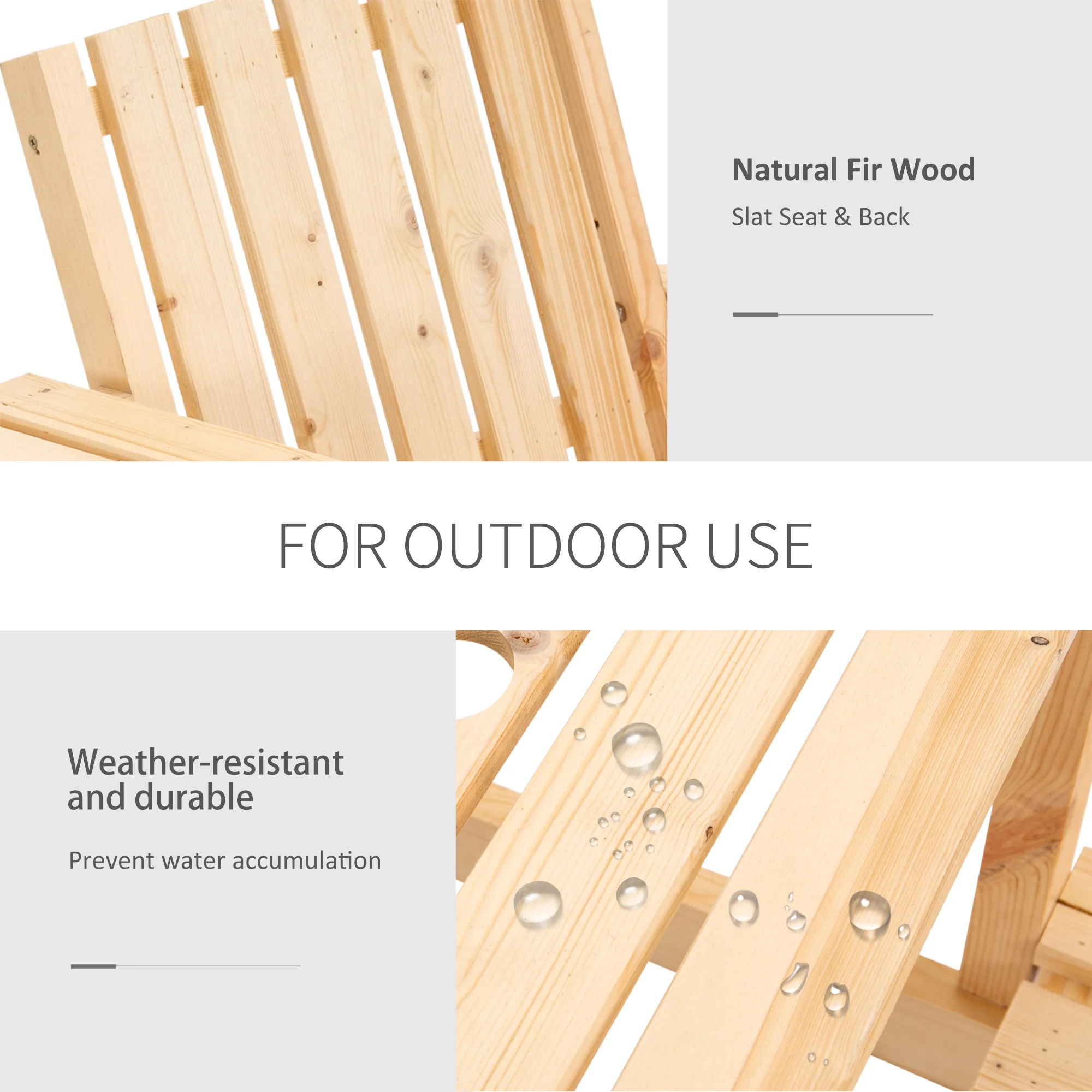 Garden Bench with Middle Table & Umbrella Hole, 2-Seater Wooden Bench, Slat Design, Natural - Image 8