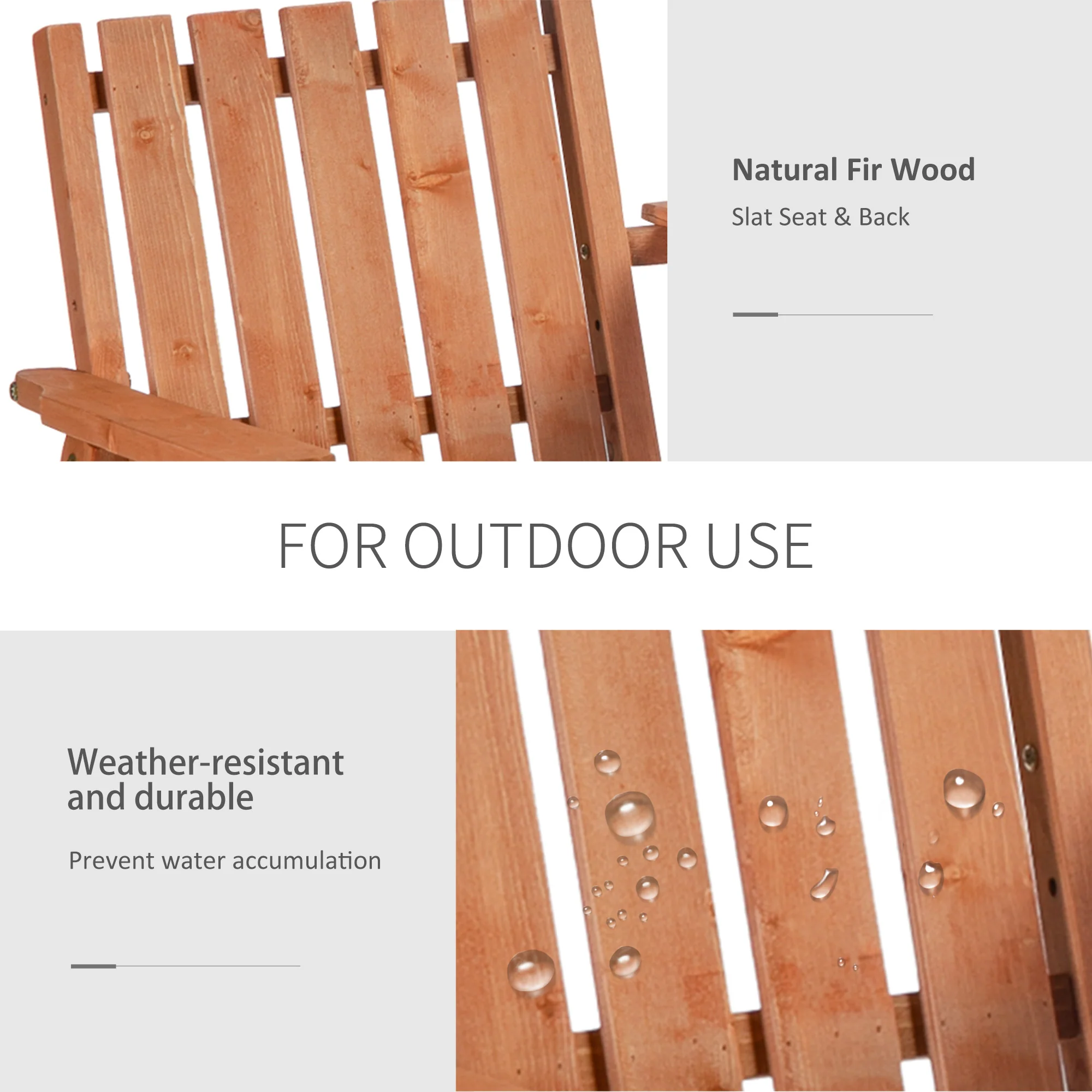 Garden Bench with Middle Table & Umbrella Hole, 2-Seater Wooden Bench, Slat Design, Orange - Image 9