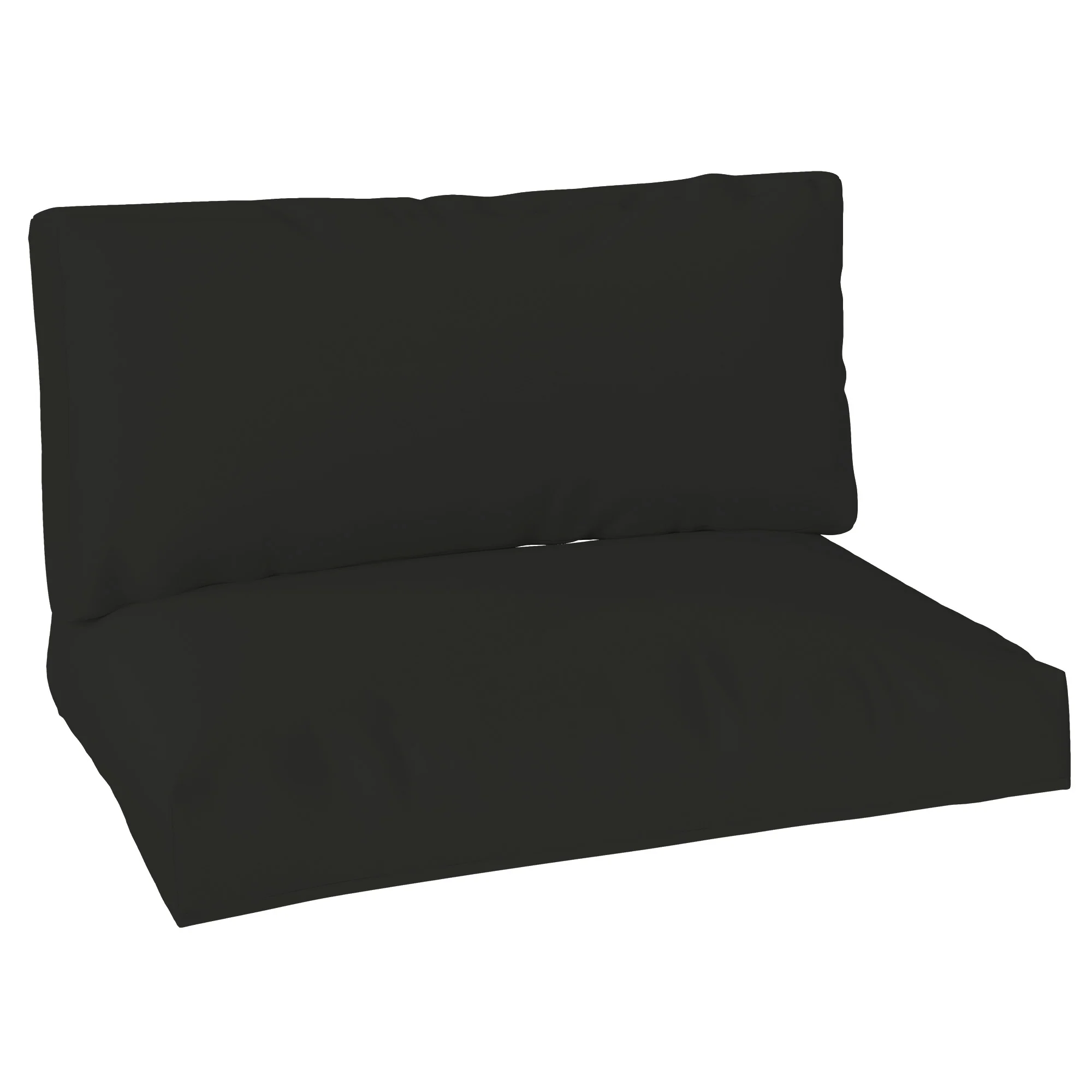 2 Seater Pallet Furniture Cushions with Back, 20 cm Thick Outdoor Seat Pads, Black