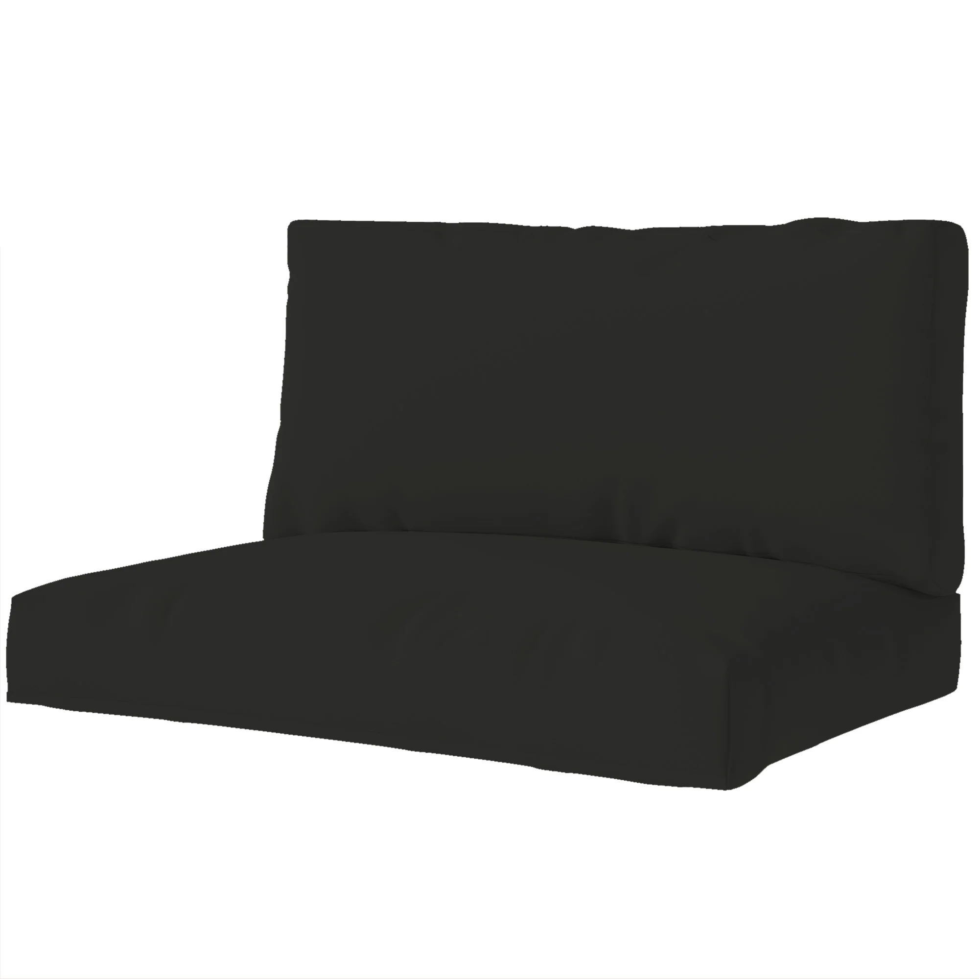 2 Seater Pallet Furniture Cushions with Back, 20 cm Thick Outdoor Seat Pads, Black - Image 2