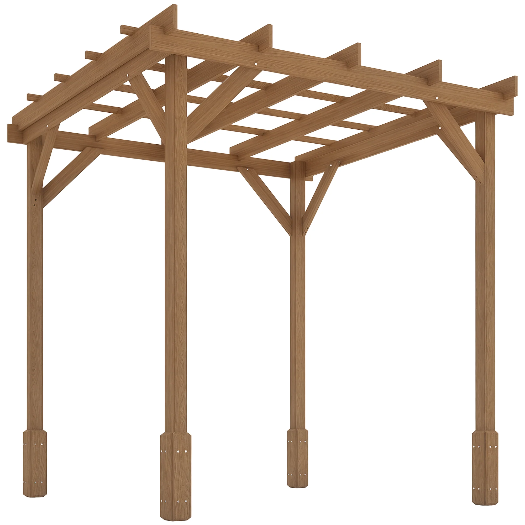 2 x 2m Wooden Pergola Kit with Stable Structure for Climbing Vines, Flowers, Dark Brown