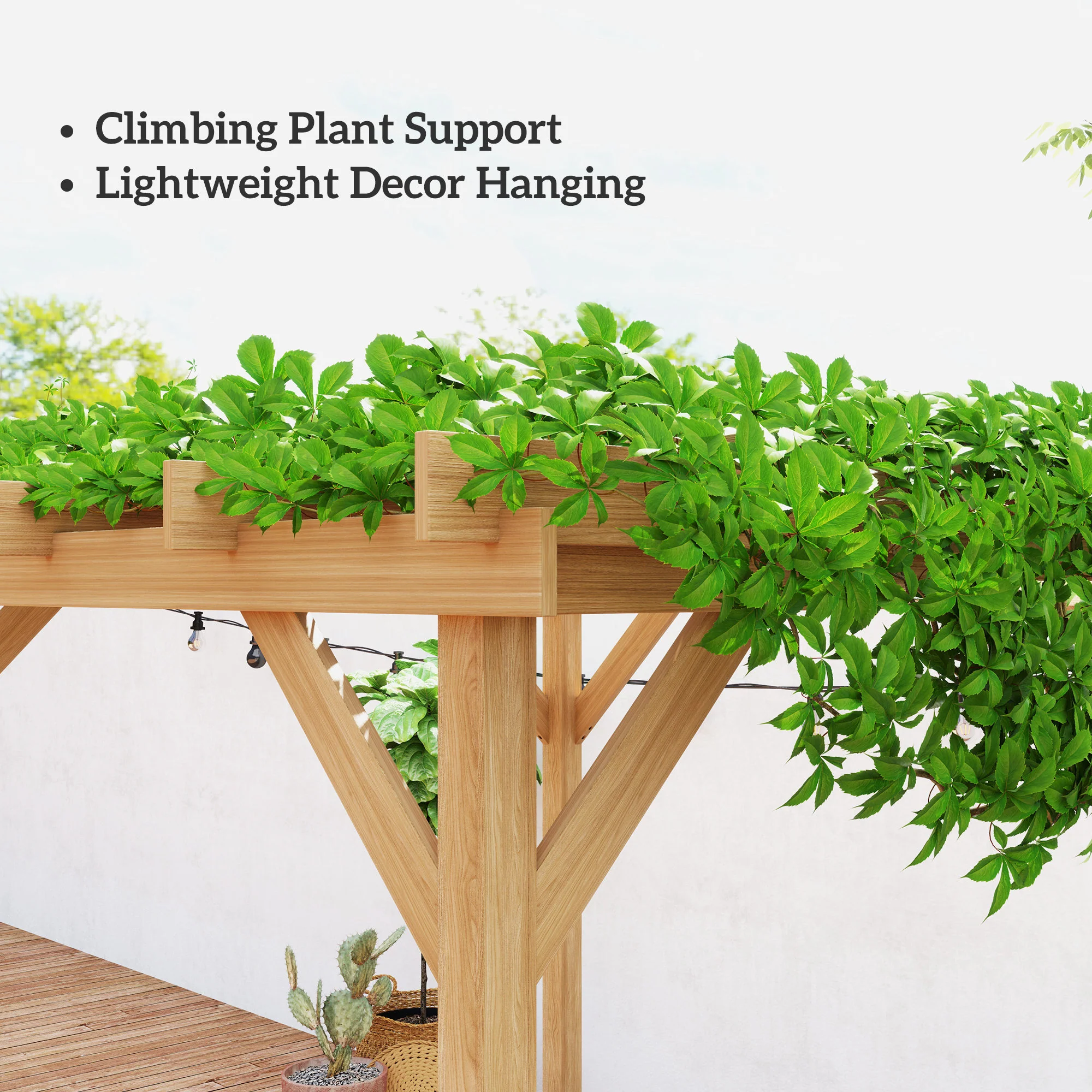 2 x 2m Wooden Pergola Kit with Stable Structure for Climbing Vines, Flowers, Dark Brown - Image 10