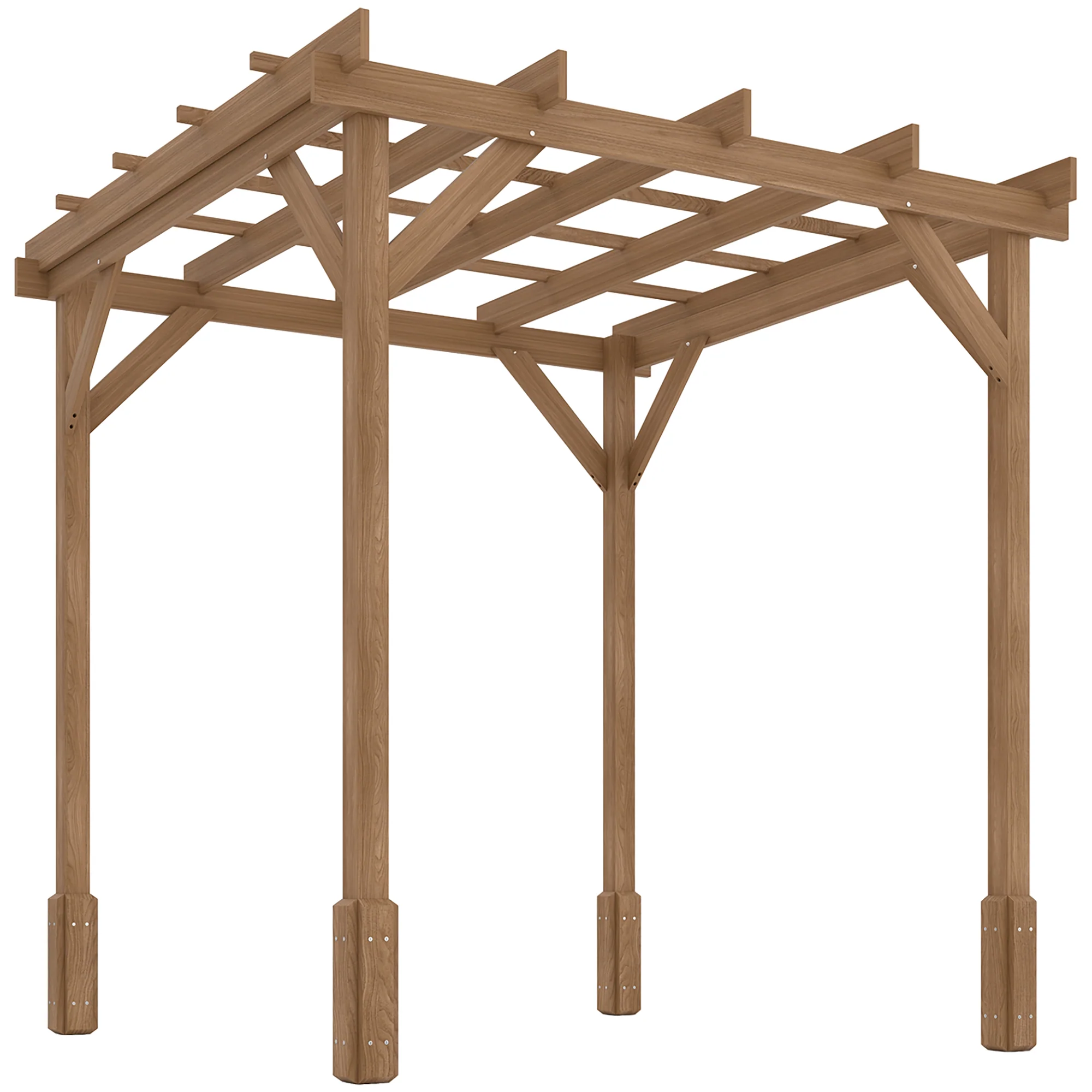 2 x 2m Wooden Pergola Kit with Stable Structure for Climbing Vines, Flowers, Dark Brown - Image 12