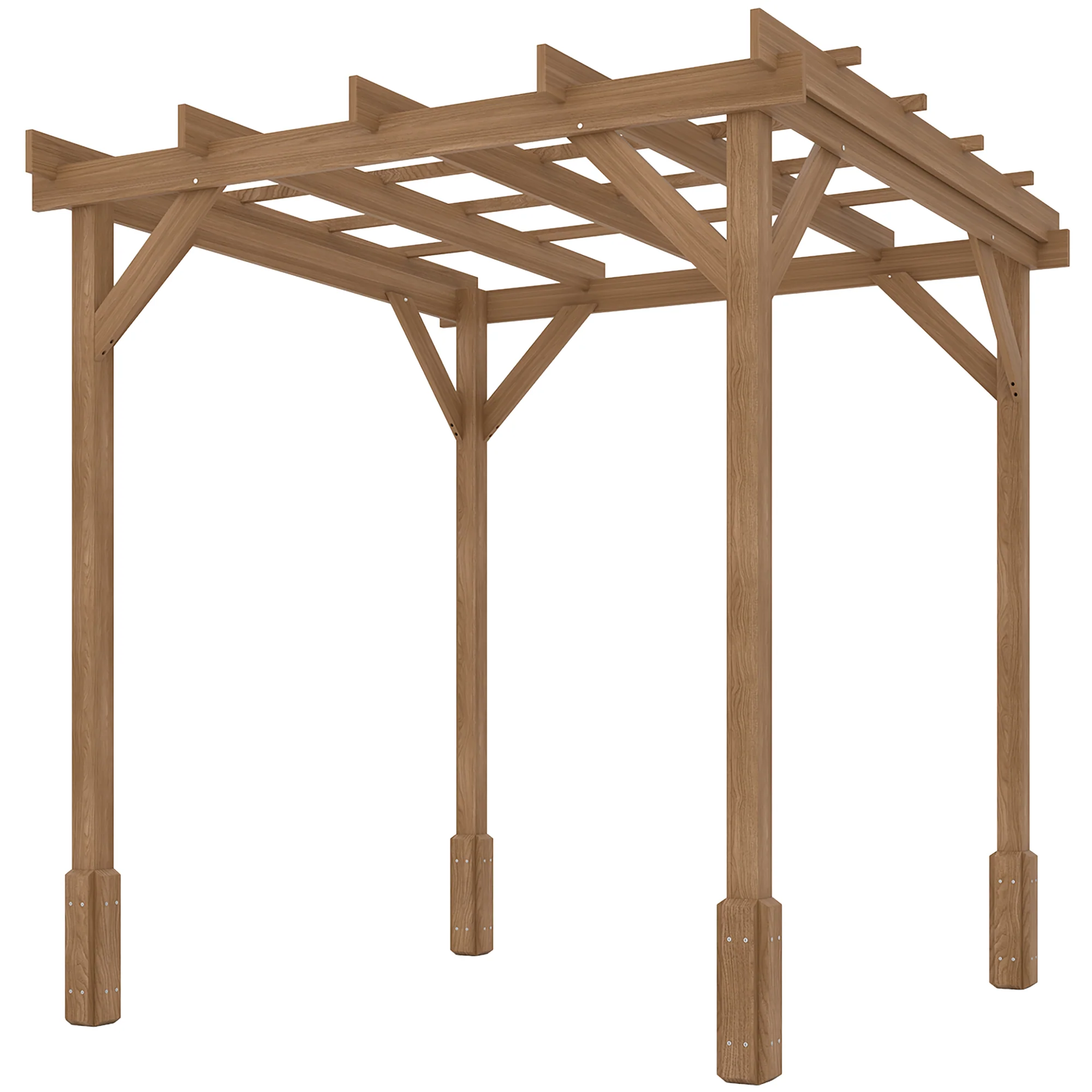 2 x 2m Wooden Pergola Kit with Stable Structure for Climbing Vines, Flowers, Dark Brown - Image 2