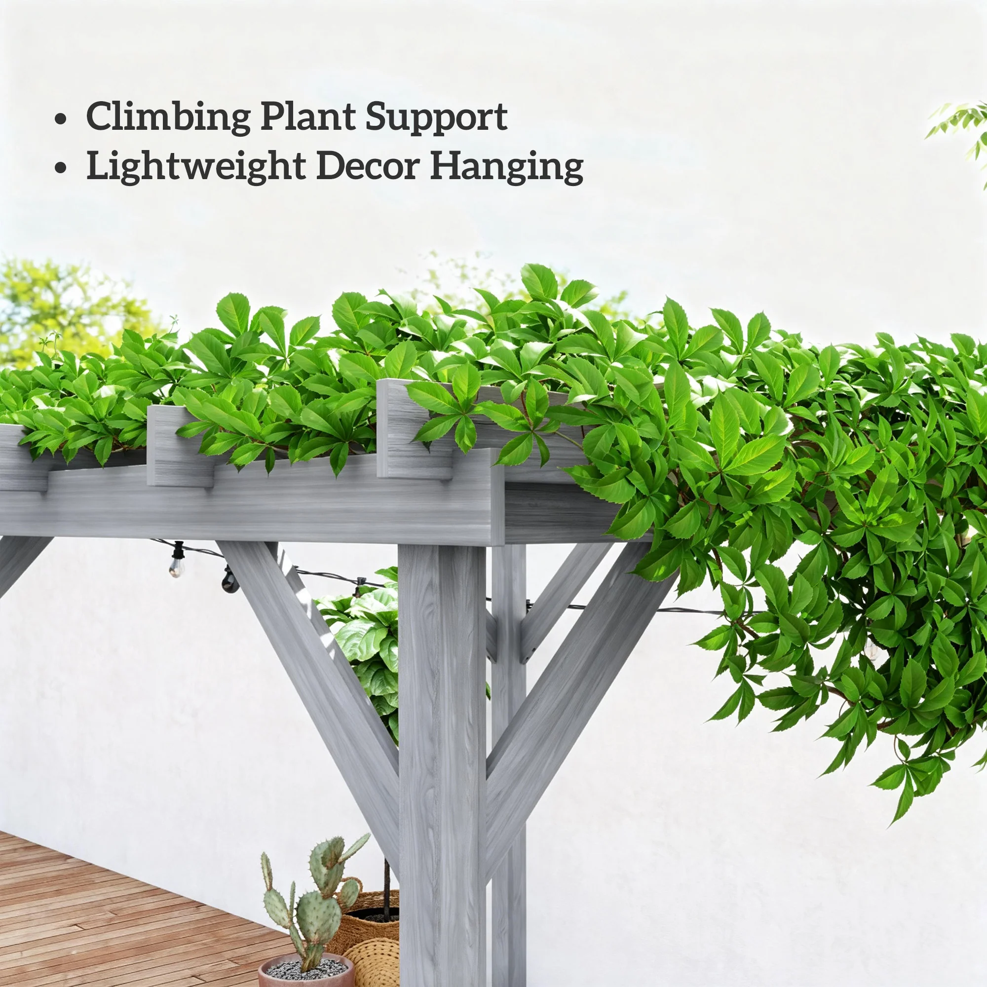 2 x 2m Wooden Pergola Kit with Stable Frame for Climbing Vines, Grey - Image 10