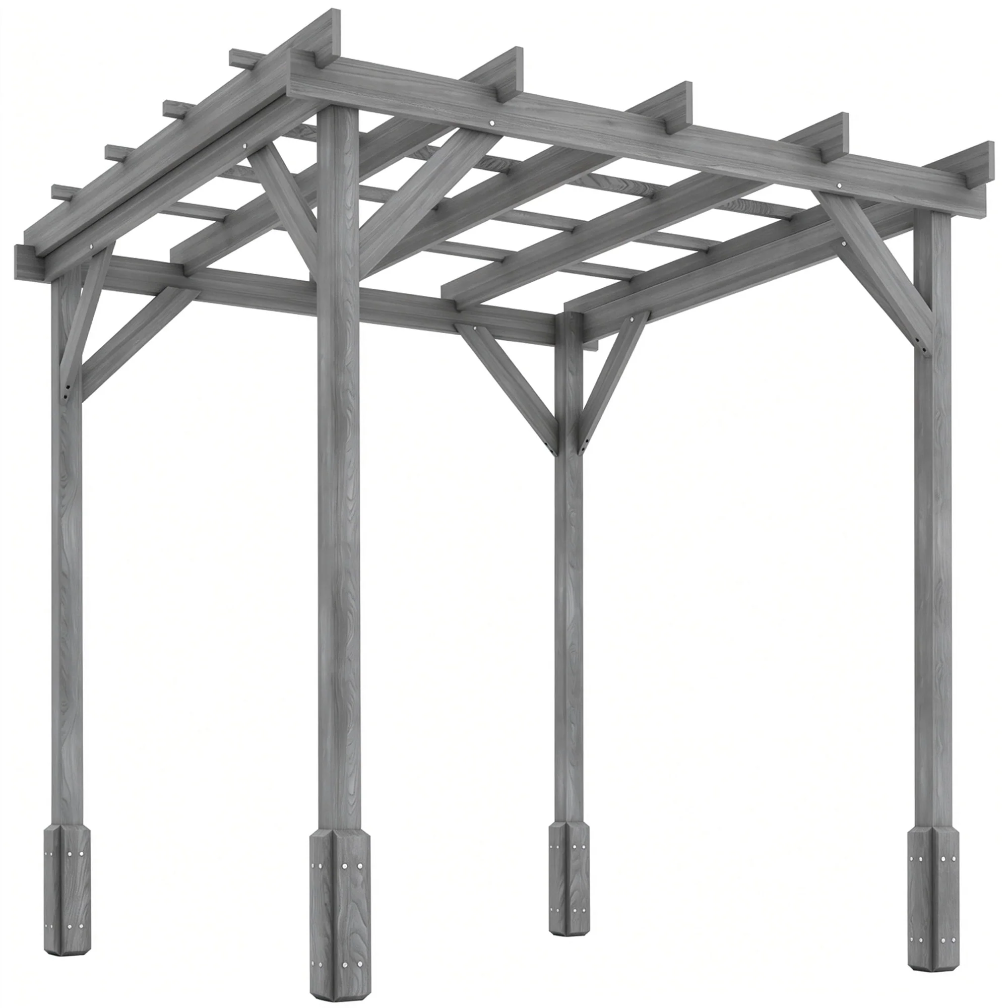 2 x 2m Wooden Pergola Kit with Stable Frame for Climbing Vines, Grey - Image 12