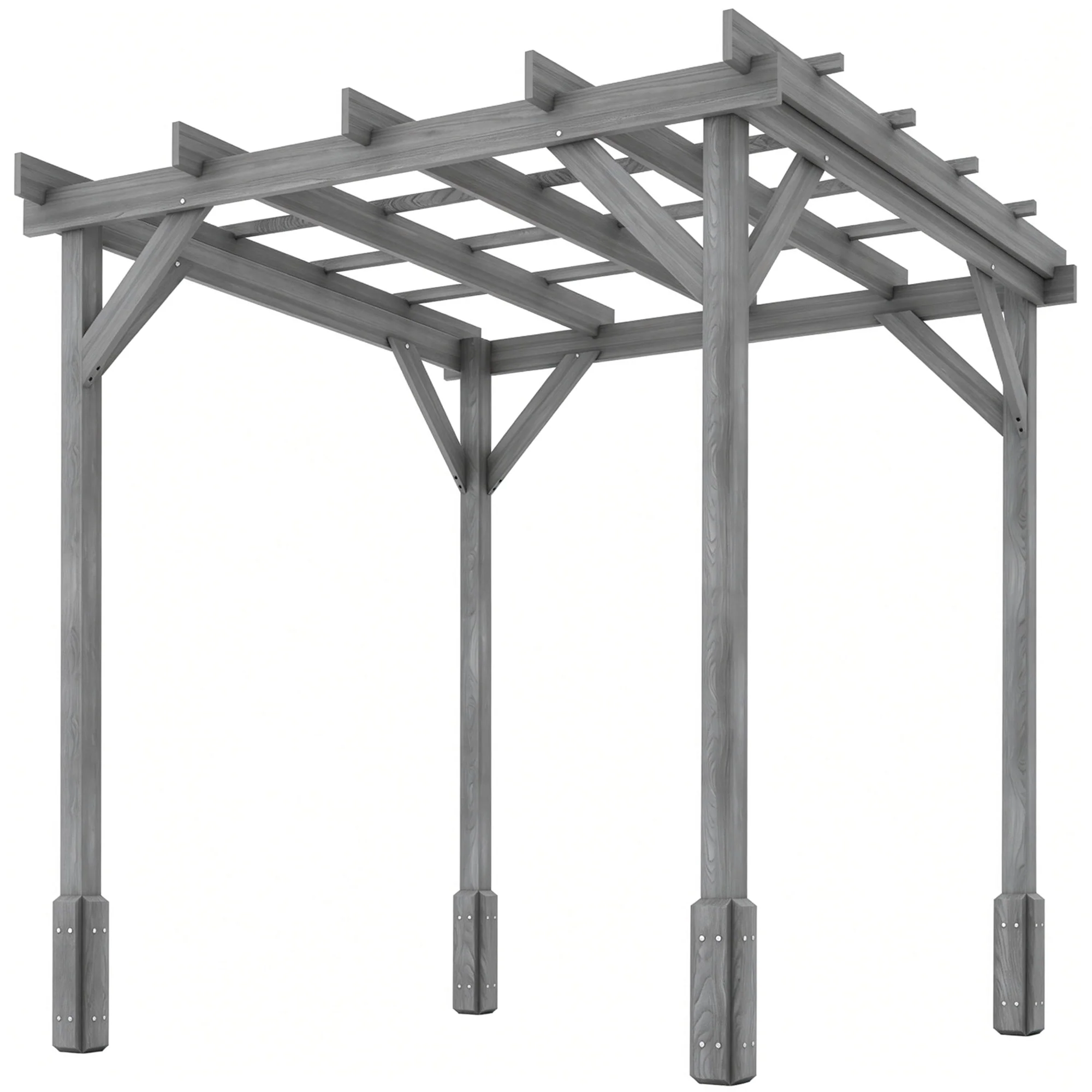 2 x 2m Wooden Pergola Kit with Stable Frame for Climbing Vines, Grey - Image 2