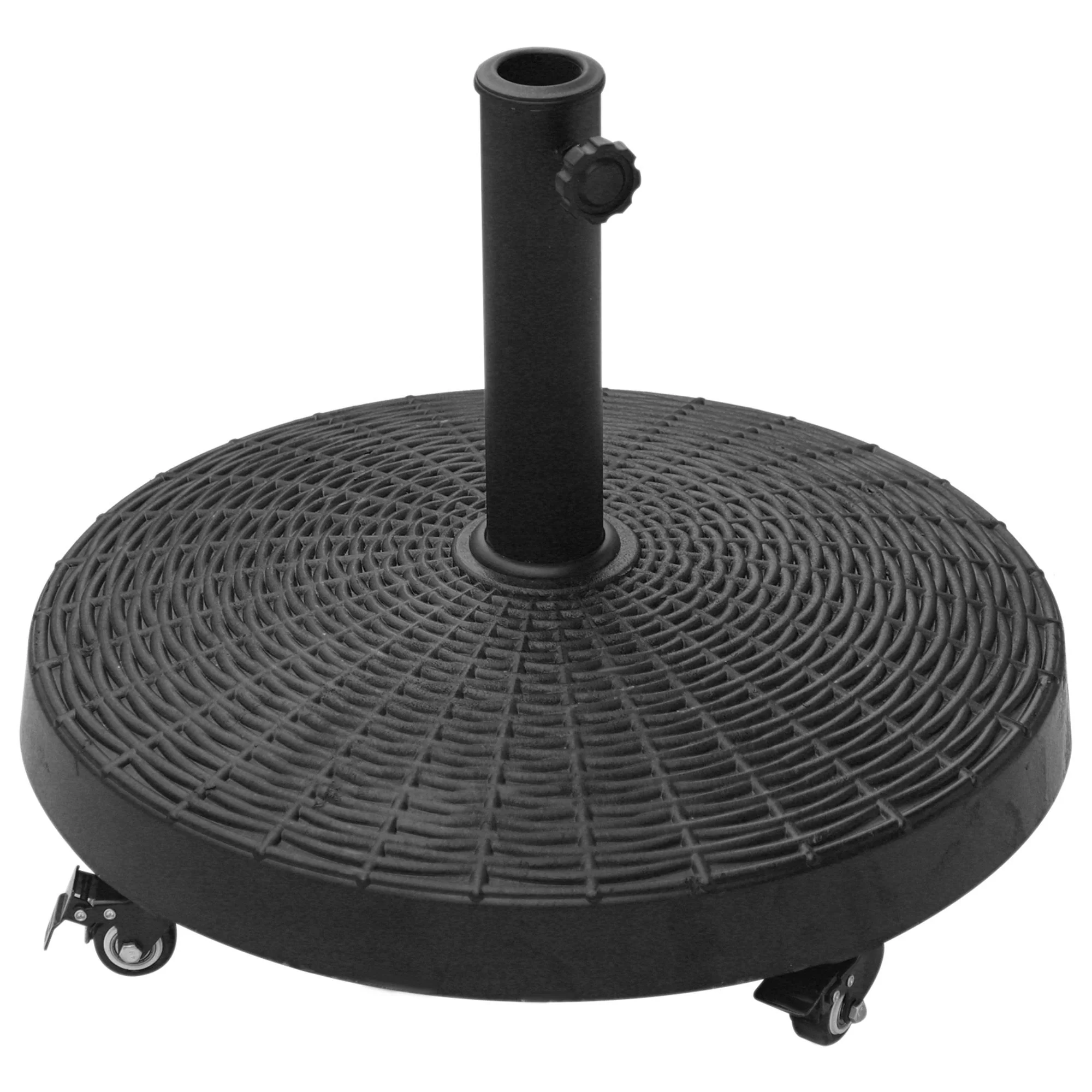 20.5" 50lb Round Resin Umbrella Base with Braked Wheels, Black - Image 2