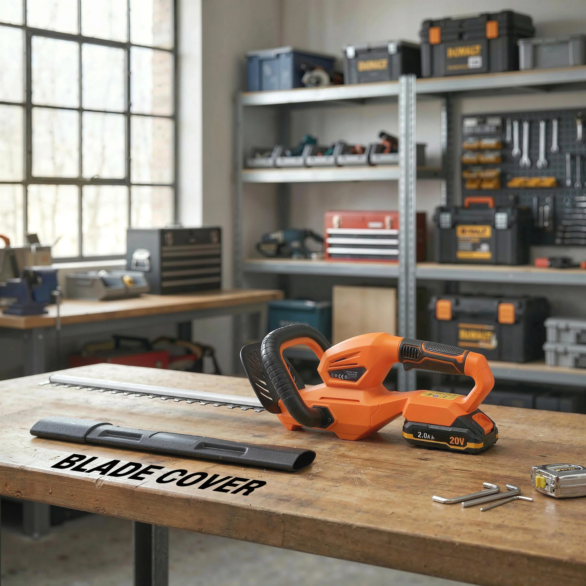 20" Cordless Hedge Trimmer with Battery and Charger, Orange - Image 10