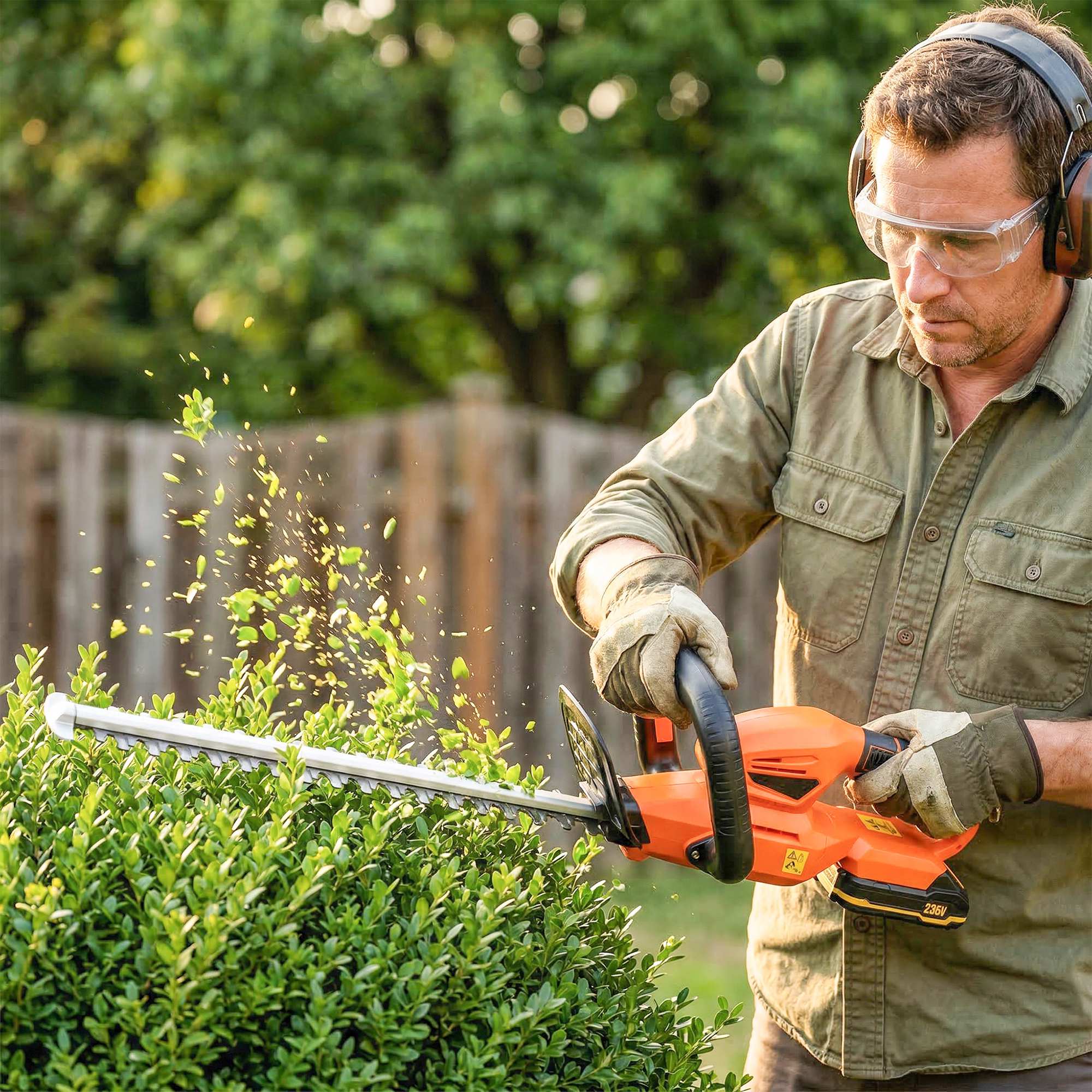20" Cordless Hedge Trimmer with Battery and Charger, Orange - Image 11