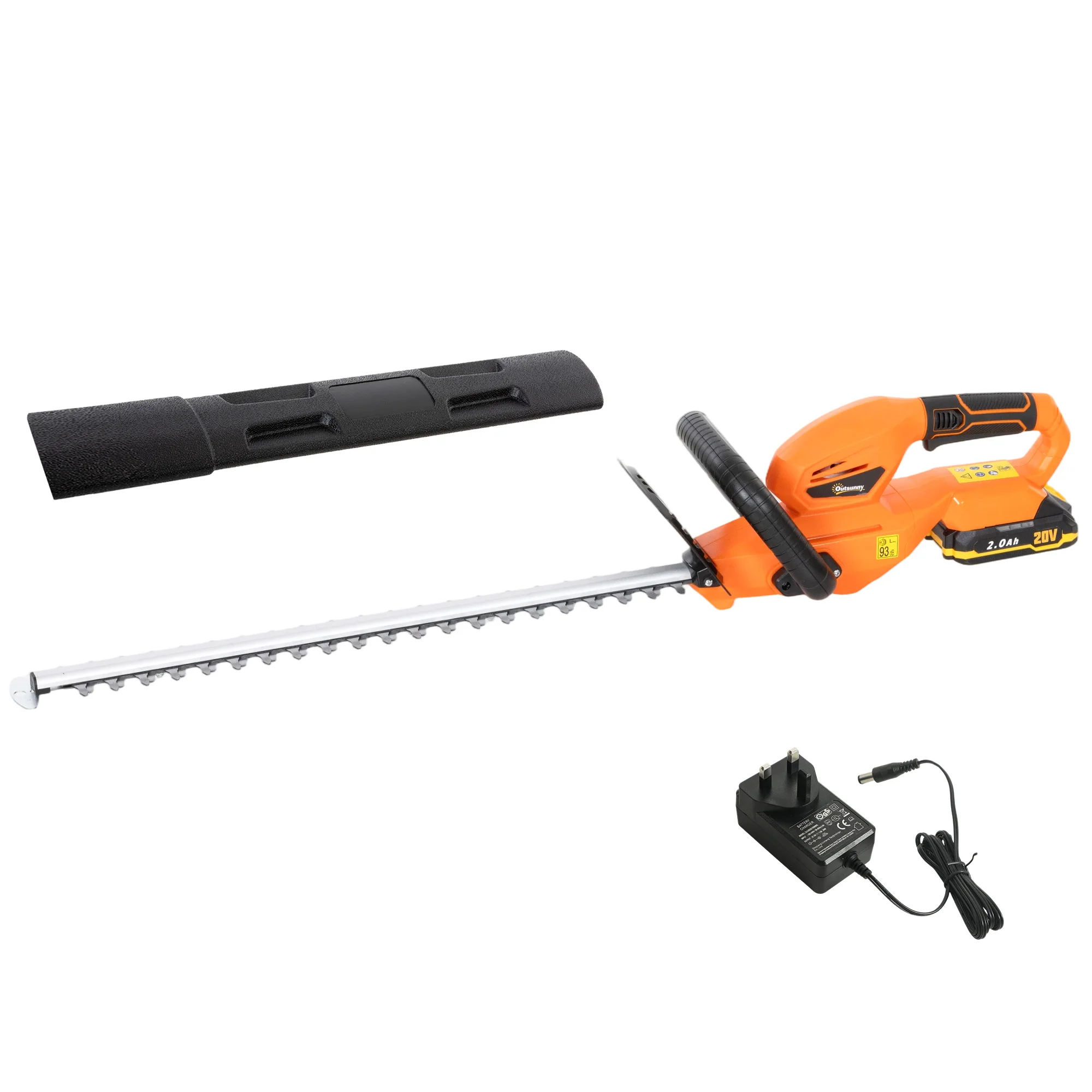 20" Cordless Hedge Trimmer with Battery and Charger, Orange - Image 2