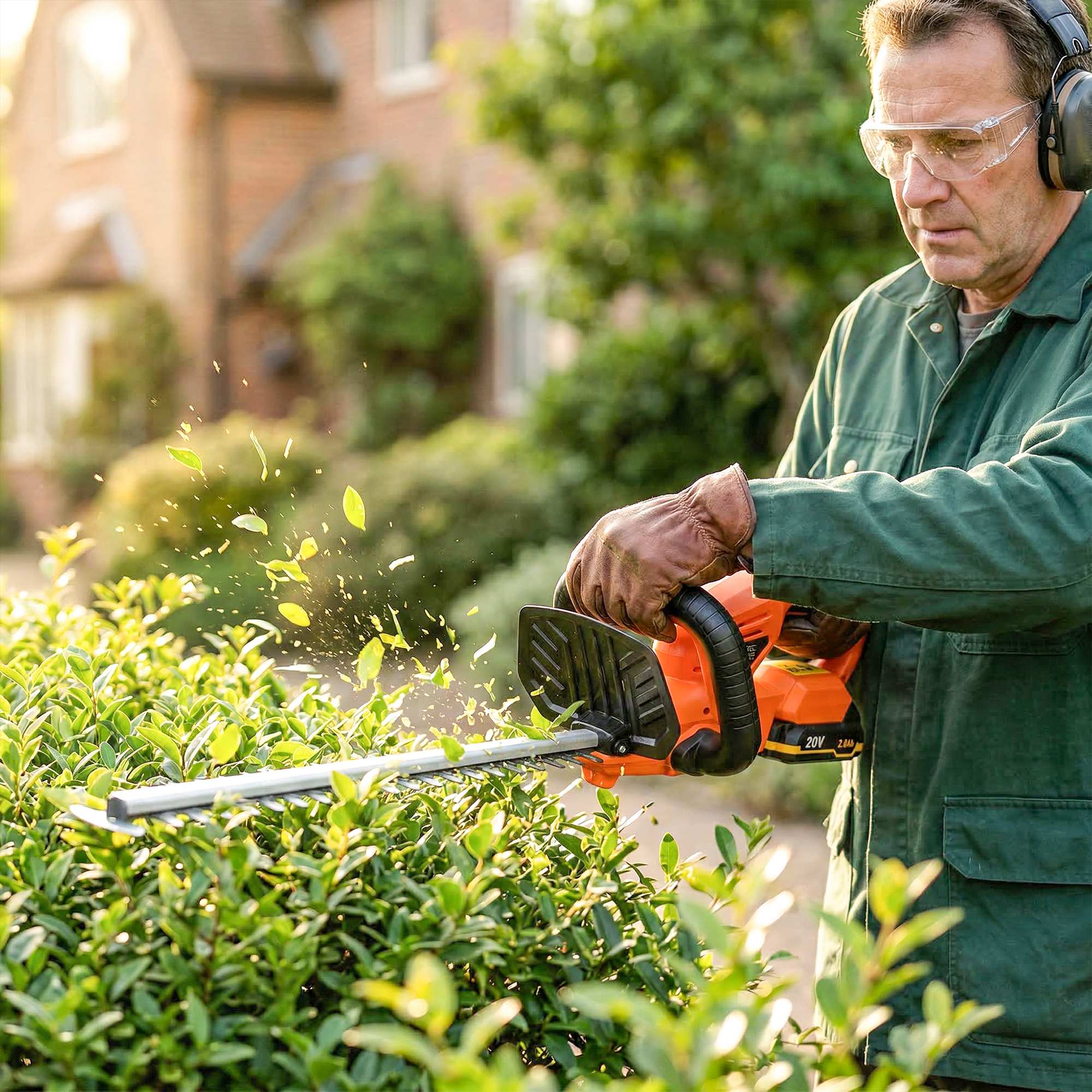 20" Cordless Hedge Trimmer with Battery and Charger, Orange - Image 4