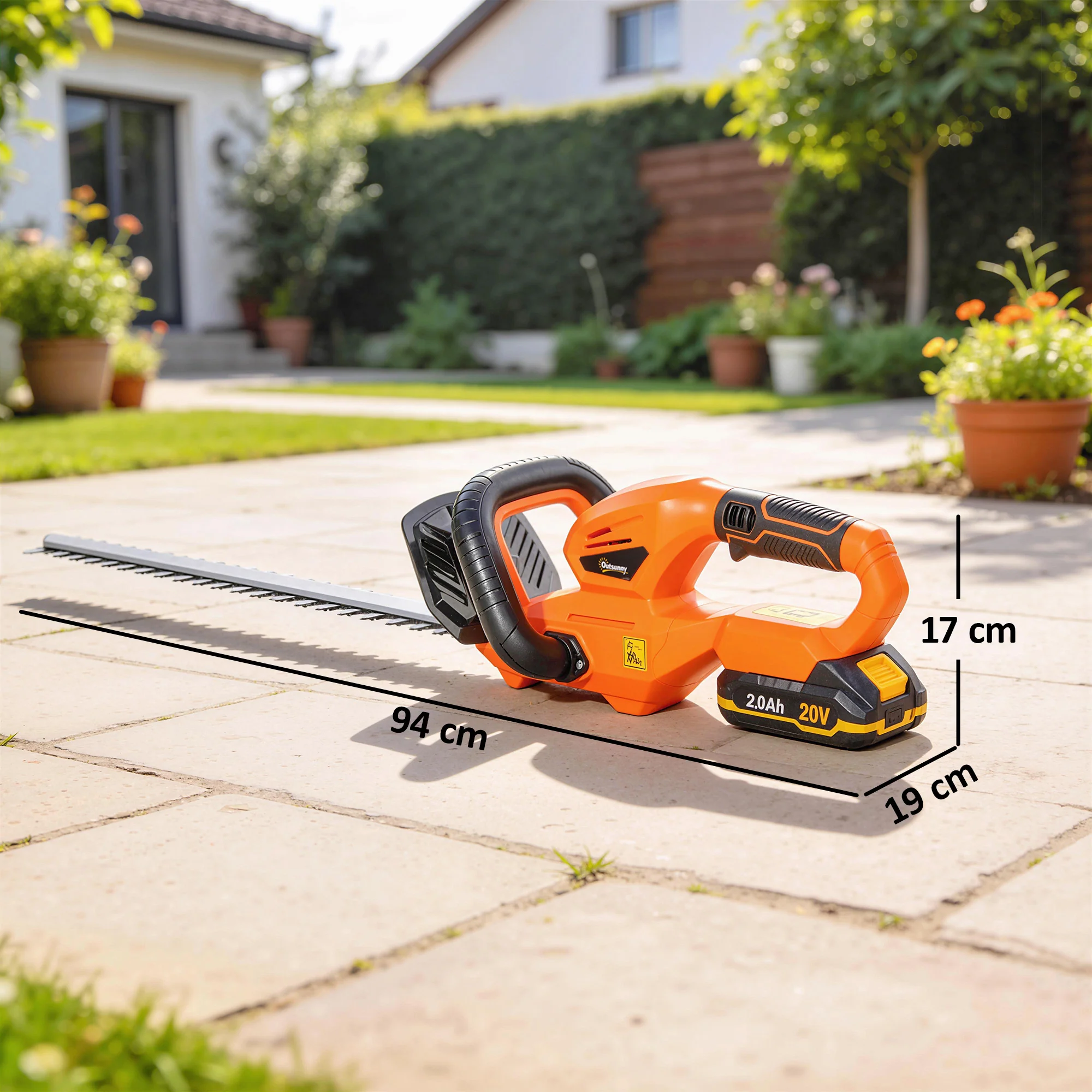 20" Cordless Hedge Trimmer with Battery and Charger, Orange - Image 5