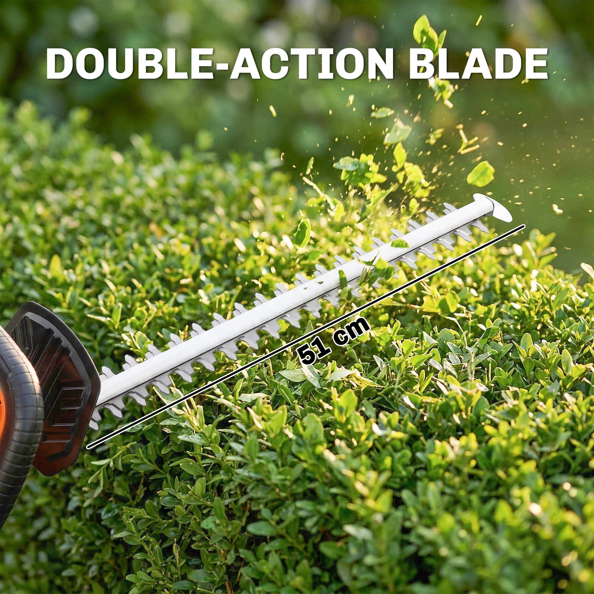 20" Cordless Hedge Trimmer with Battery and Charger, Orange - Image 8