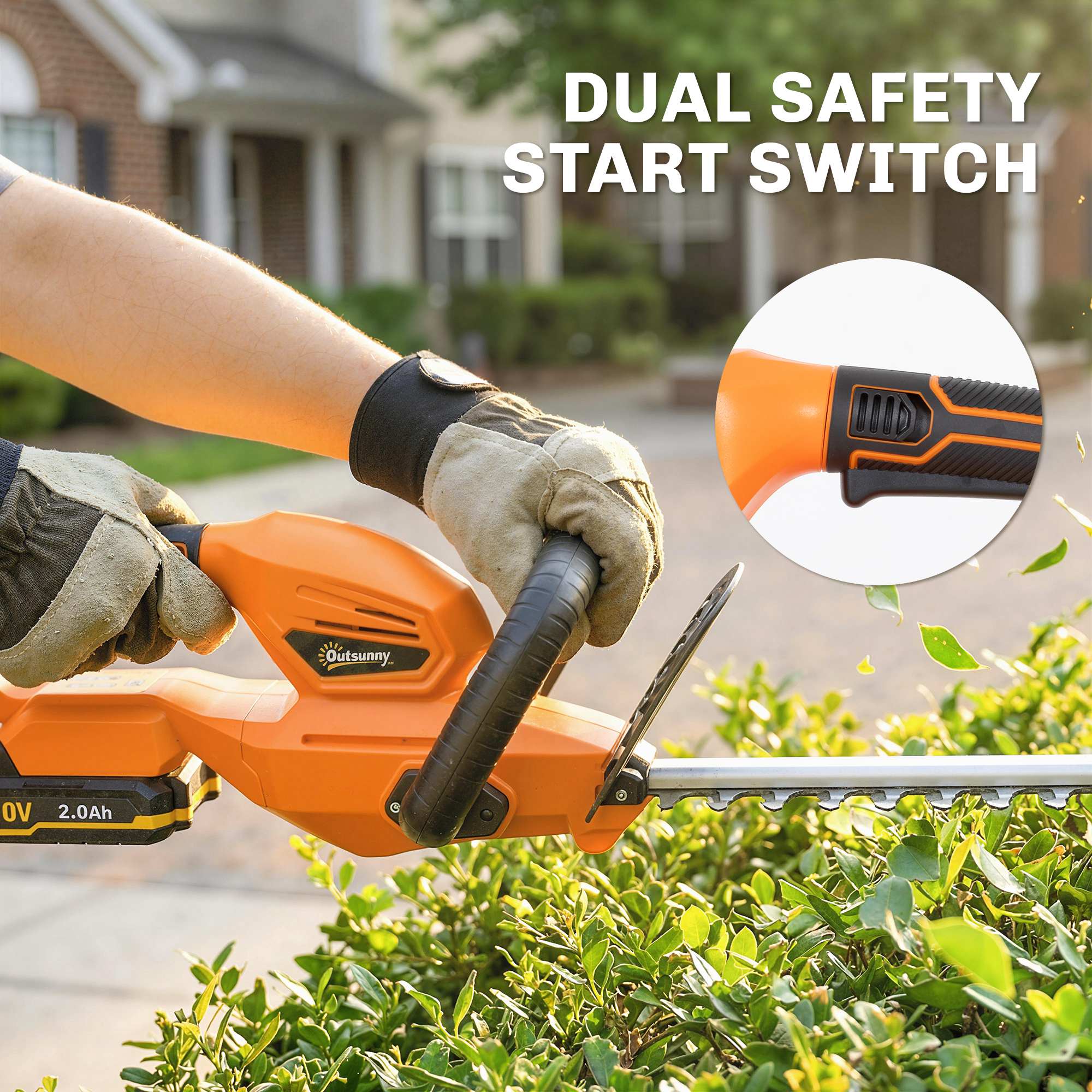 20" Cordless Hedge Trimmer with Battery and Charger, Orange - Image 9
