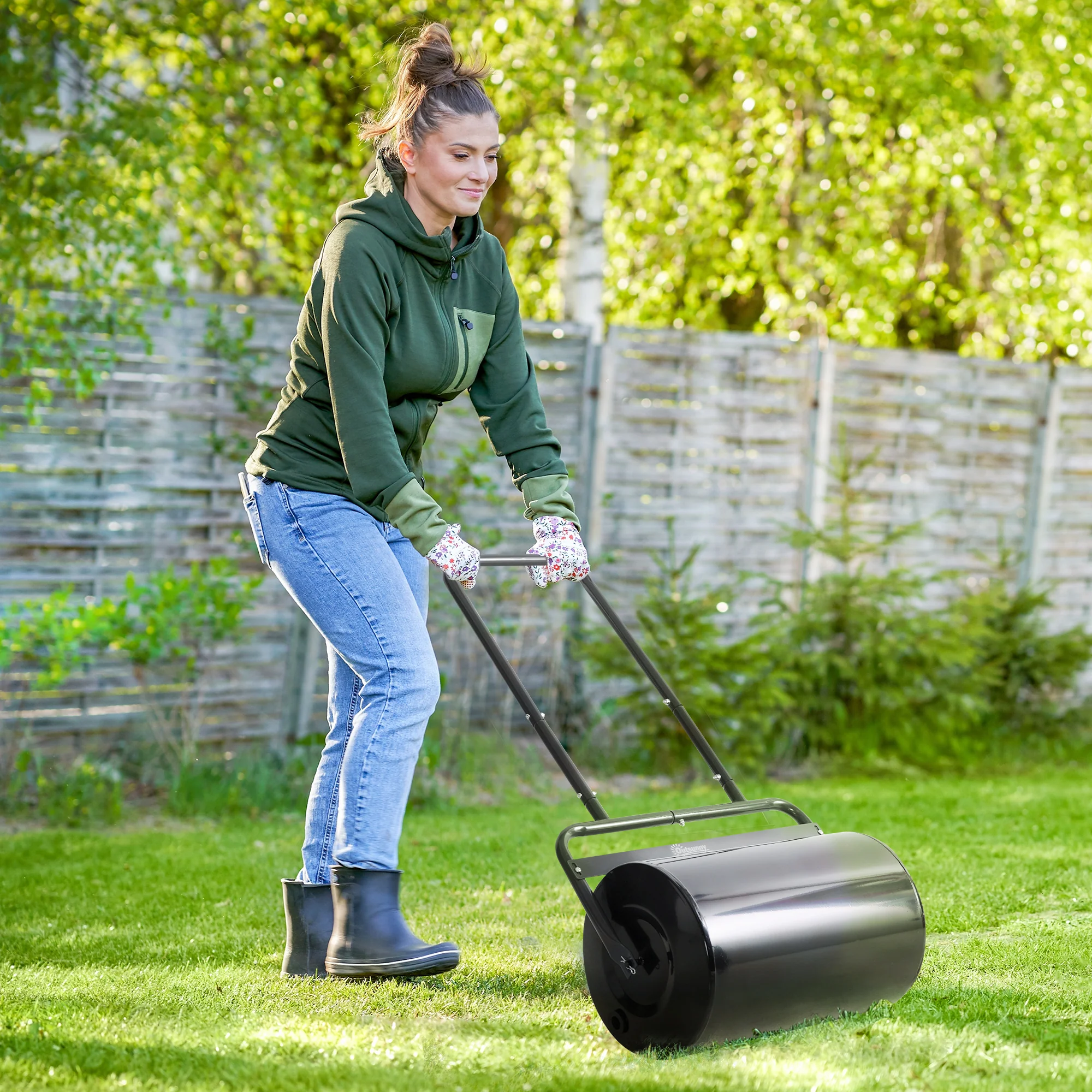 20" Heavy Duty Lawn Roller, Filled with 11 Gal Water/136 Lbs Sand, Black - Image 3