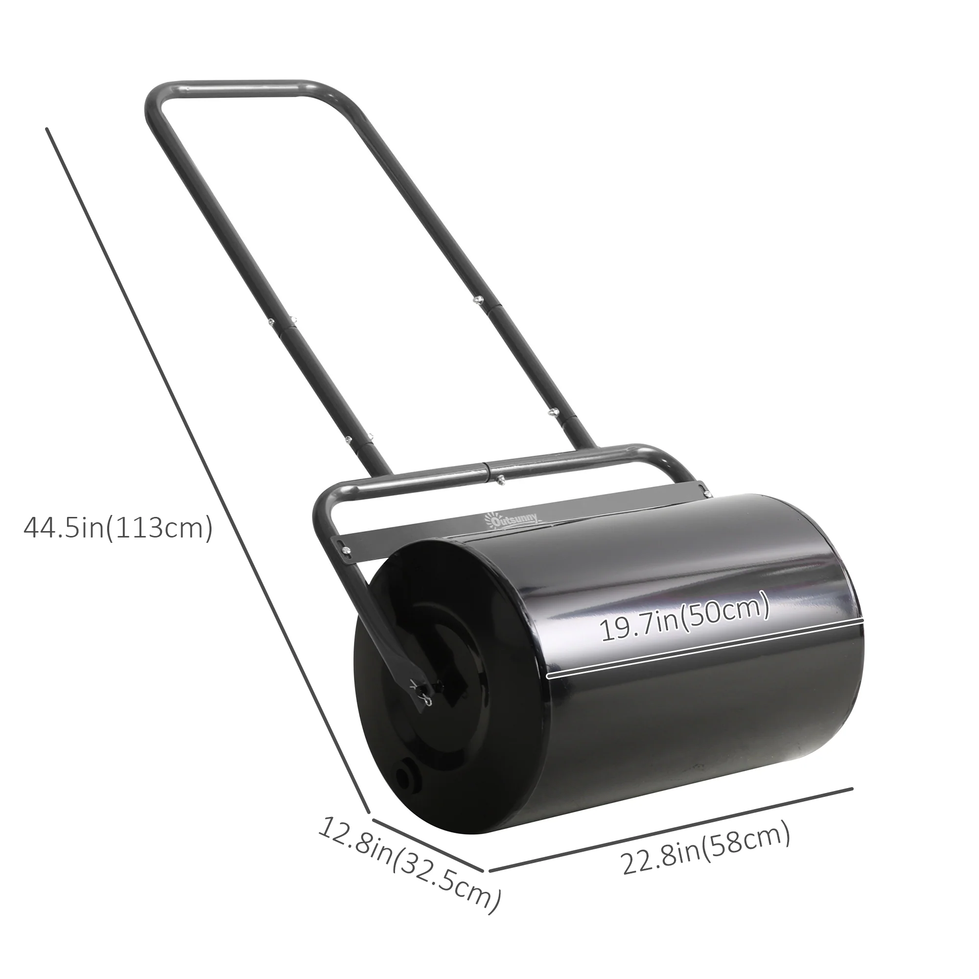 20" Heavy Duty Lawn Roller, Filled with 11 Gal Water/136 Lbs Sand, Black - Image 5