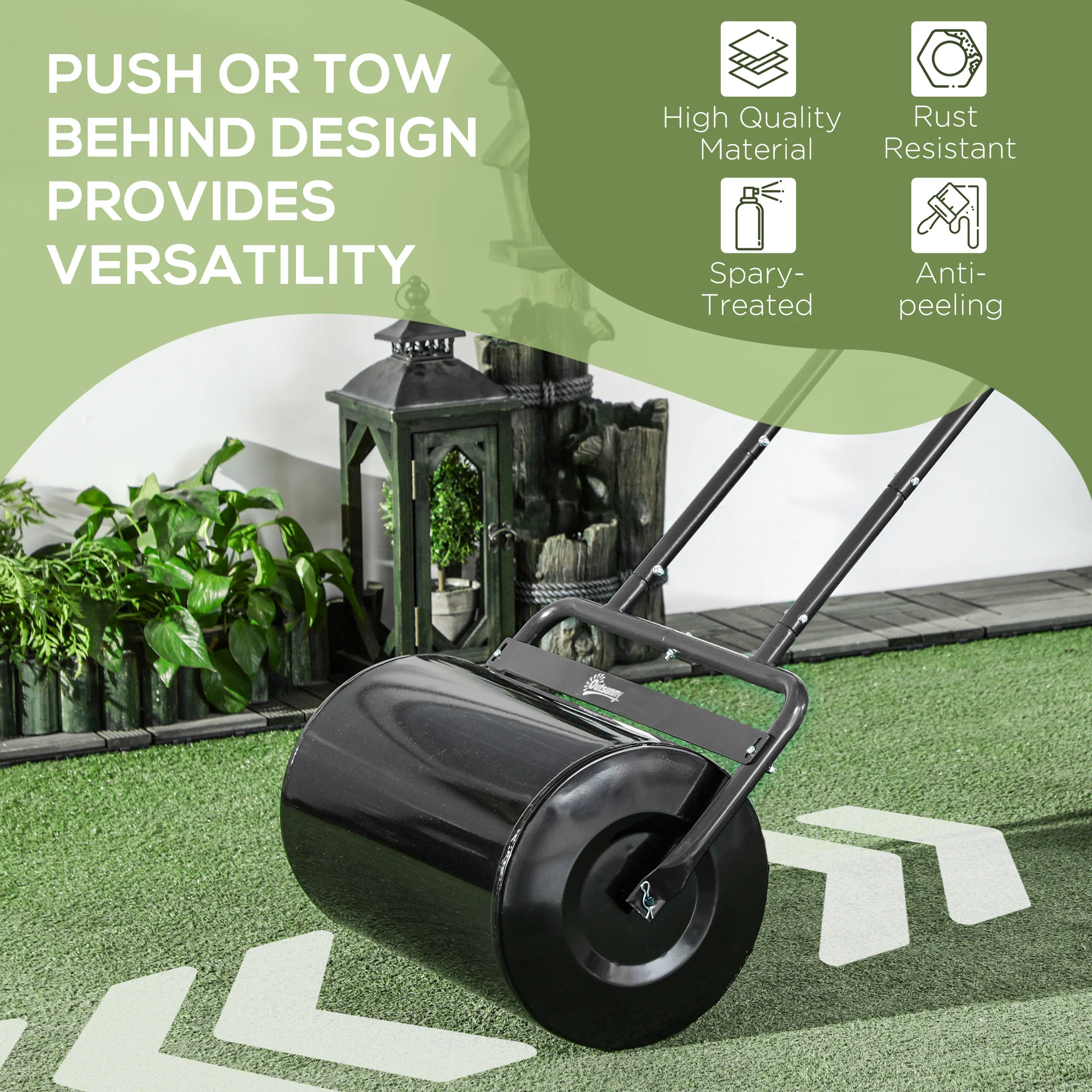 20" Heavy Duty Lawn Roller, Filled with 11 Gal Water/136 Lbs Sand, Black - Image 8