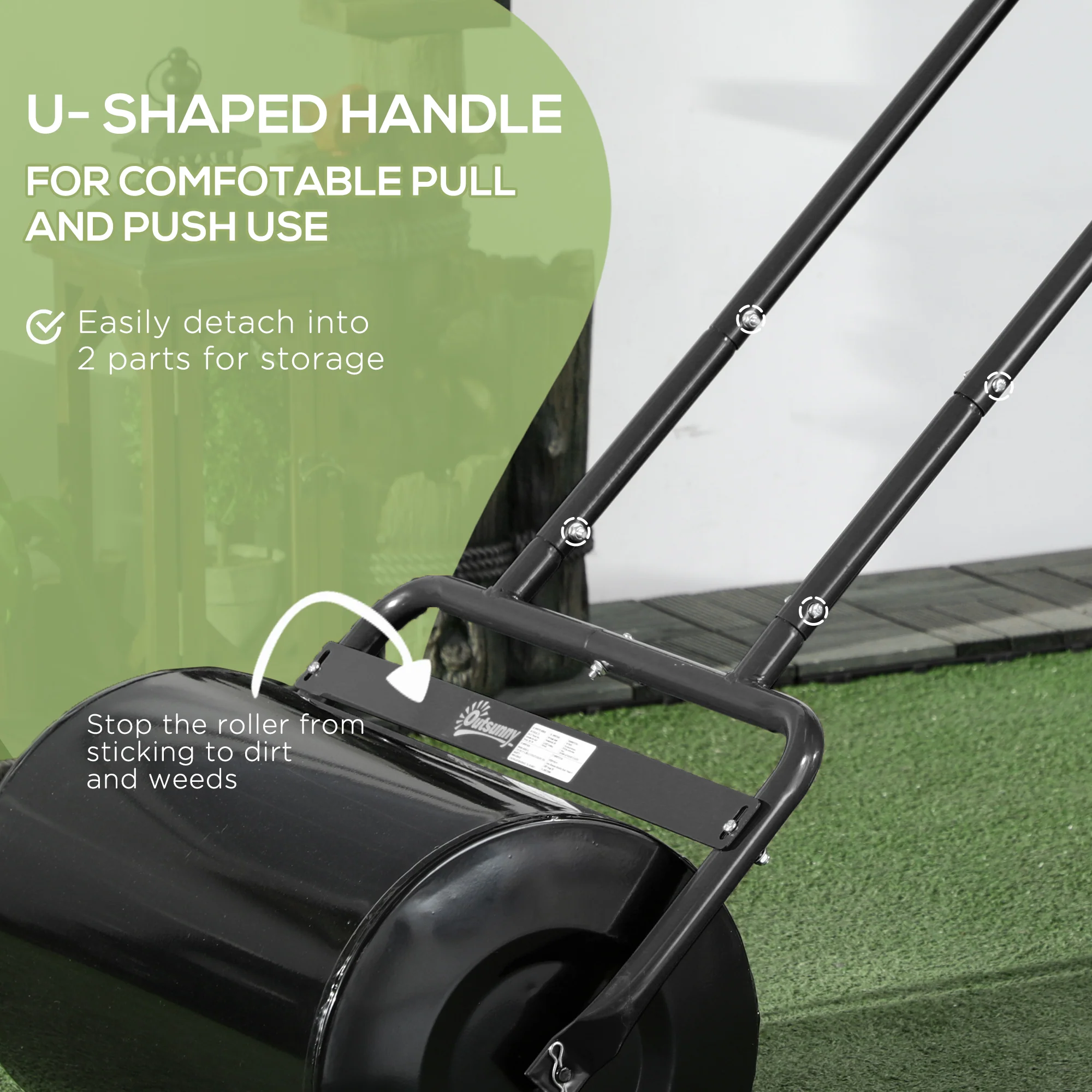 20" Heavy Duty Lawn Roller, Filled with 11 Gal Water/136 Lbs Sand, Black - Image 9