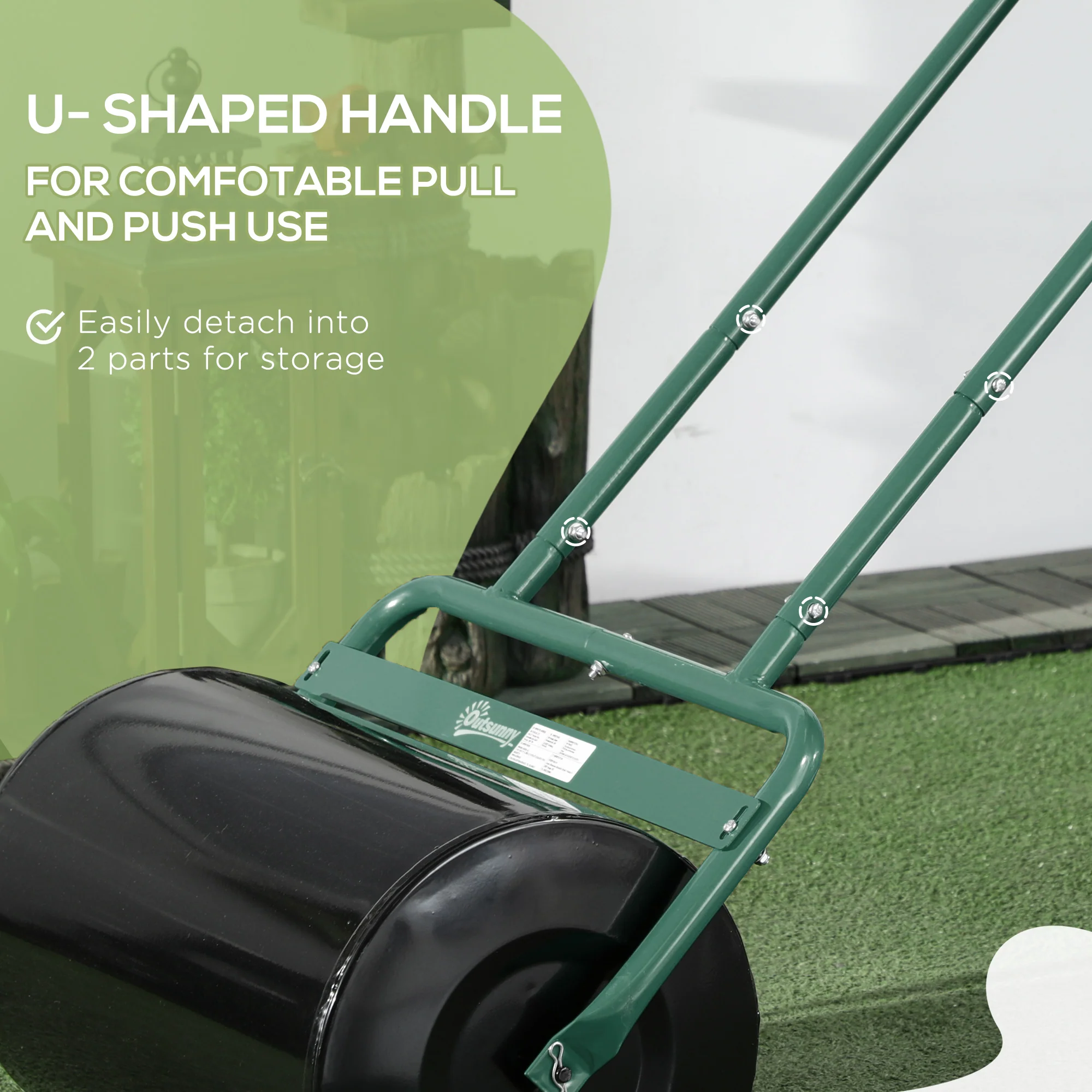 20" Heavy Duty Lawn Roller, Filled with 11 Gal Water/136 Lbs Sand, Green - Image 9