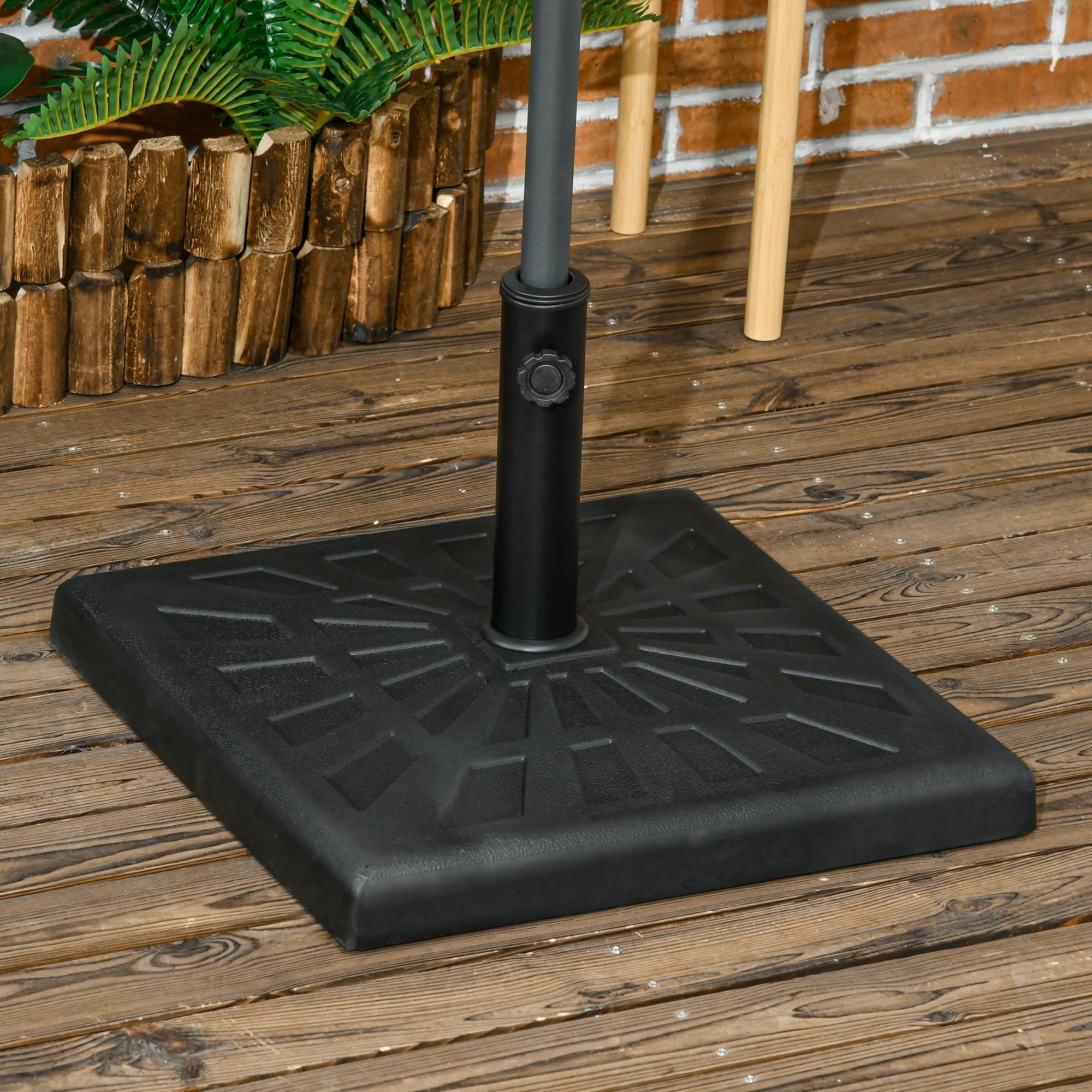 20" 42lb Square Resin Umbrella Base, for 1.3"/1.5"/1.9" Poles, Black - Image 3
