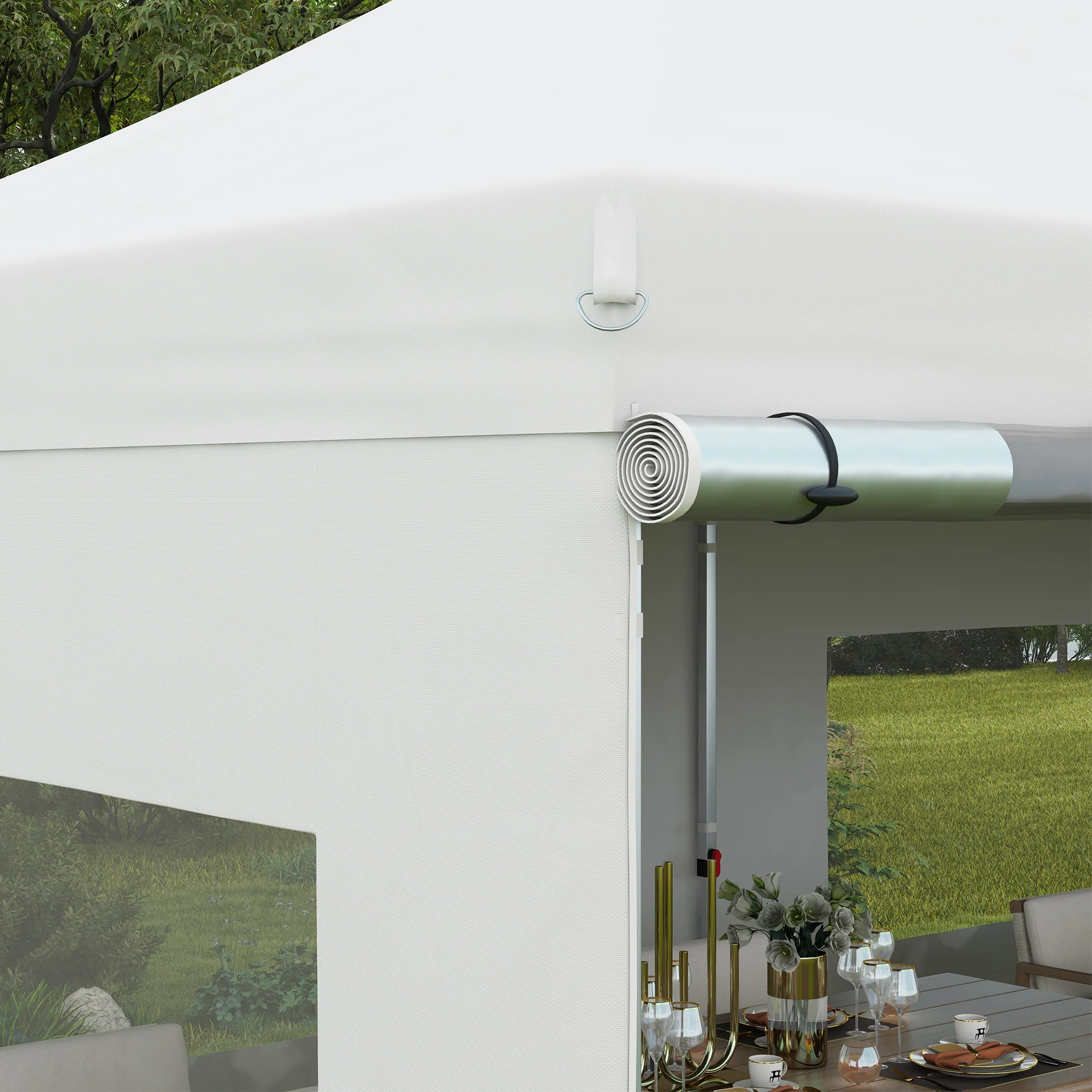 20' x 10' Pop-Up Canopy Tent with Removable Sidewalls, Includes Sand Weights & Carry Bag, White - Image 10