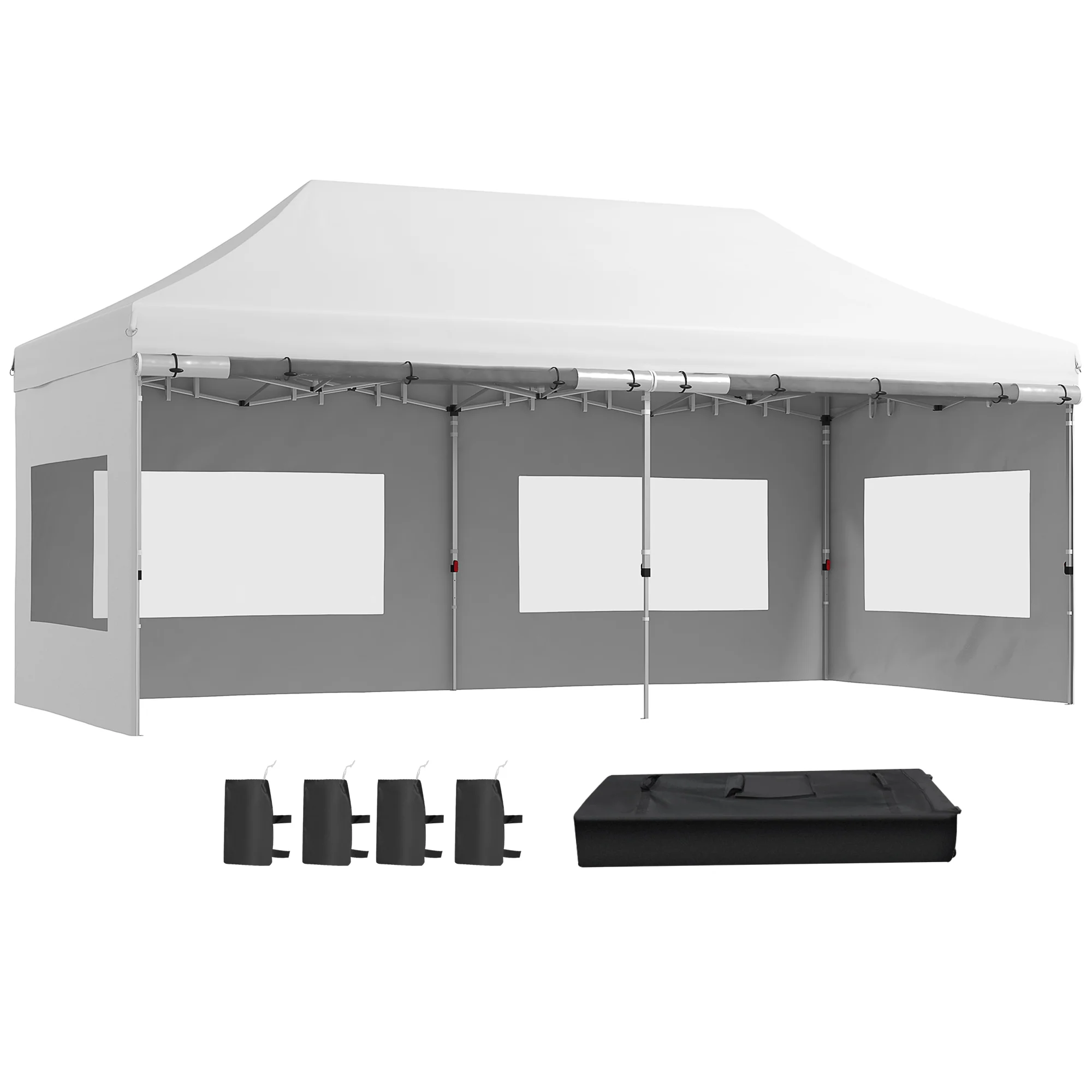 20' x 10' Pop-Up Canopy Tent with Removable Sidewalls, Includes Sand Weights & Carry Bag, White - Image 12