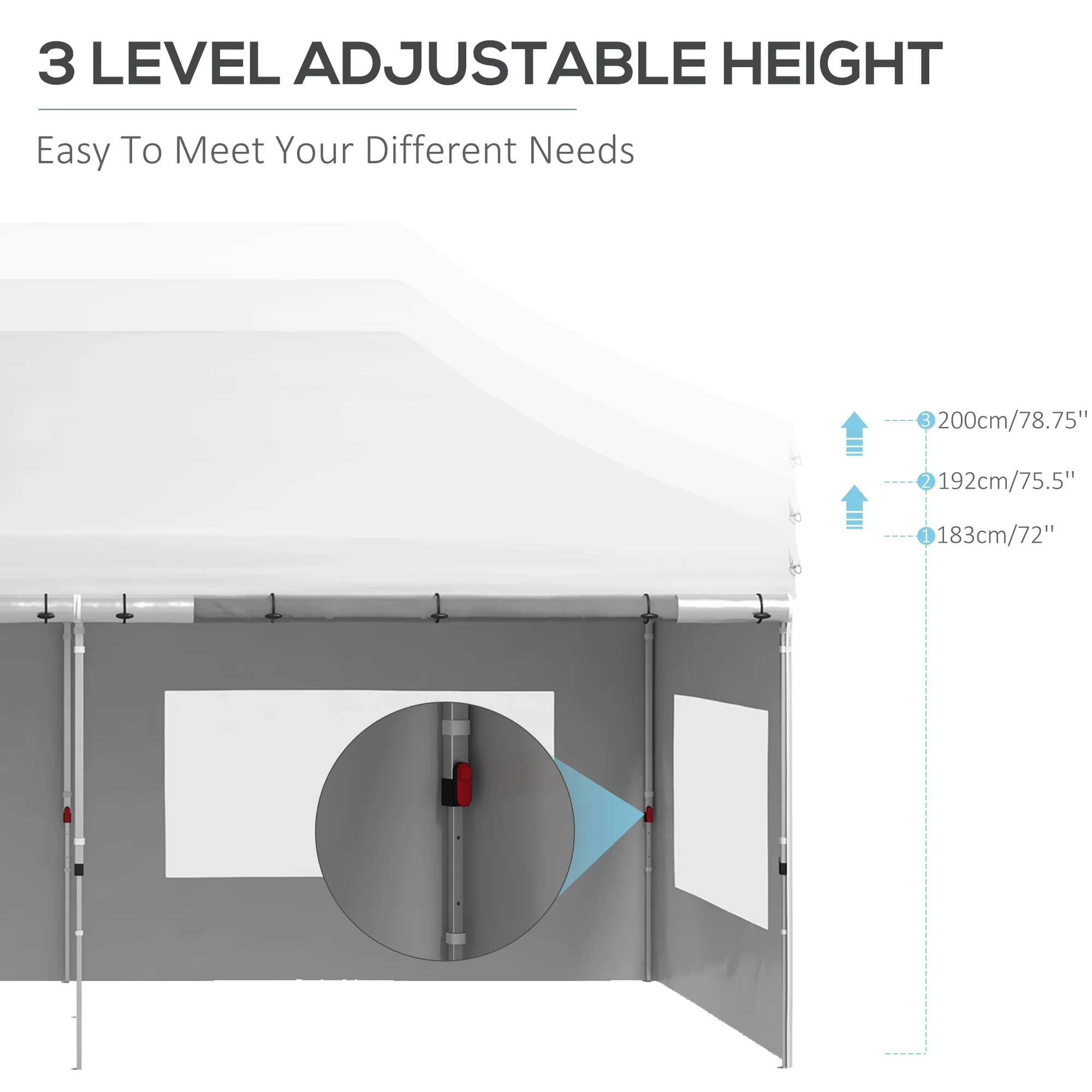 20' x 10' Pop-Up Canopy Tent with Removable Sidewalls, Includes Sand Weights & Carry Bag, White - Image 8