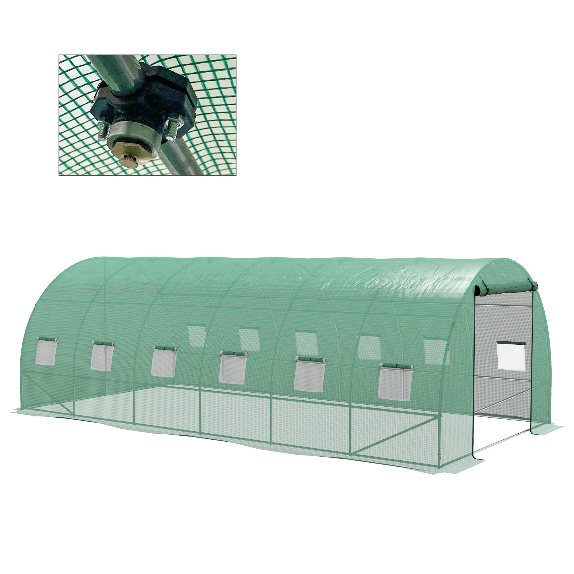 20' x 10' Tunnel Greenhouse with Sprinkler System & 12 Windows, Green