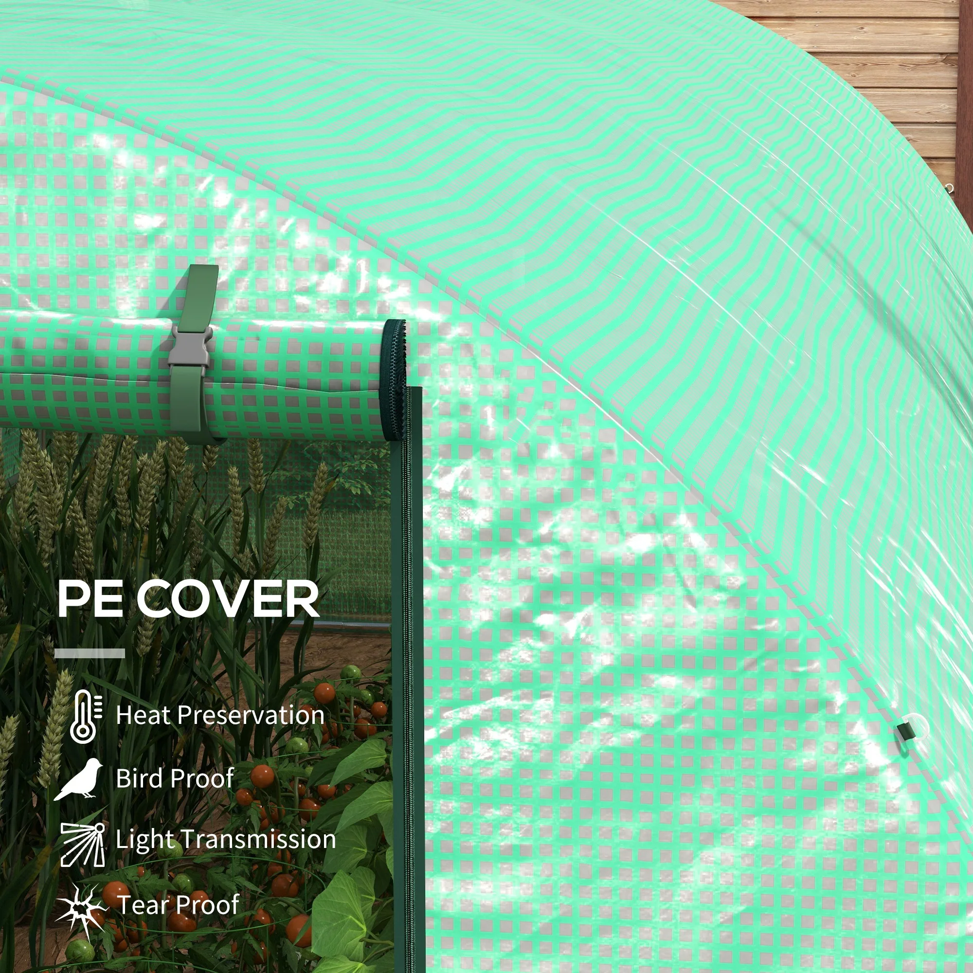 20' x 10' Tunnel Greenhouse with Sprinkler System & 12 Windows, Green - Image 7