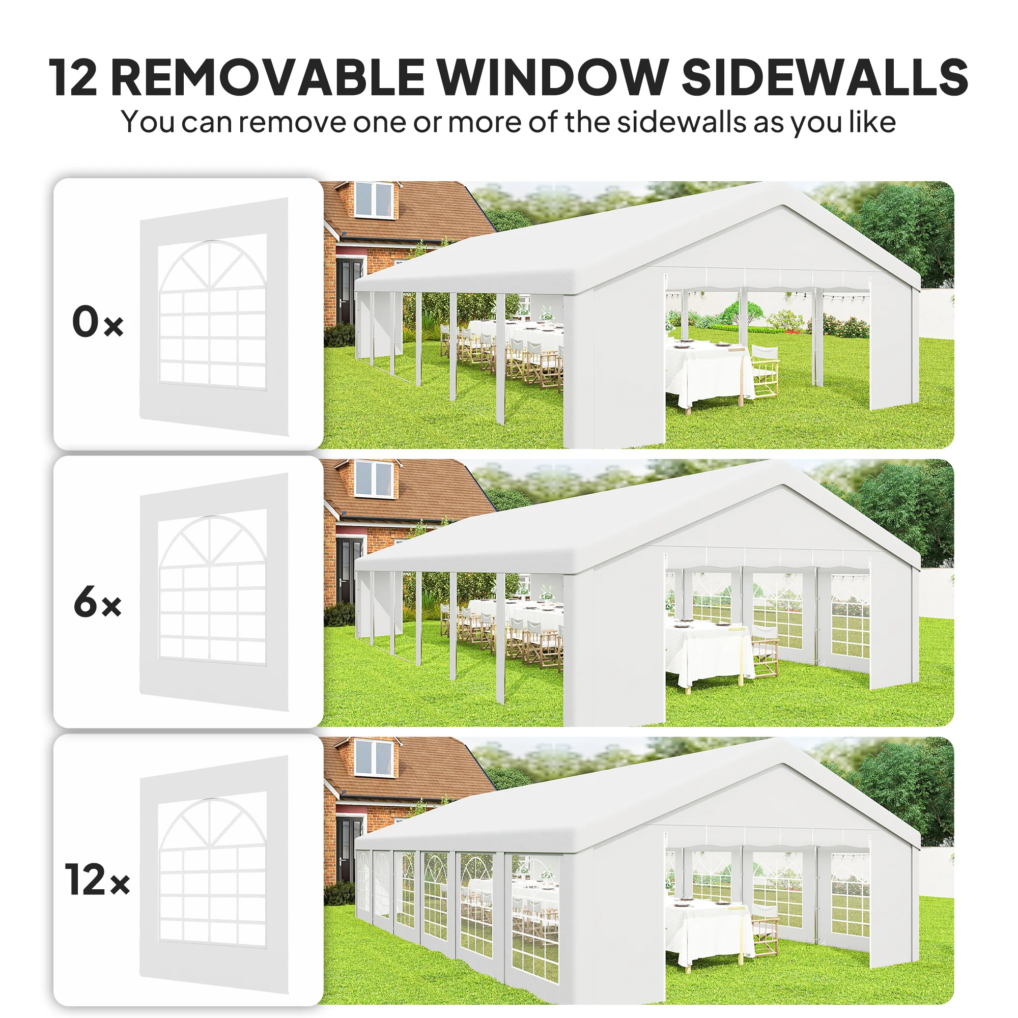 20' x 40' Heavy Duty Party Tent and Carport with 12 Sidewalls, White - Image 7