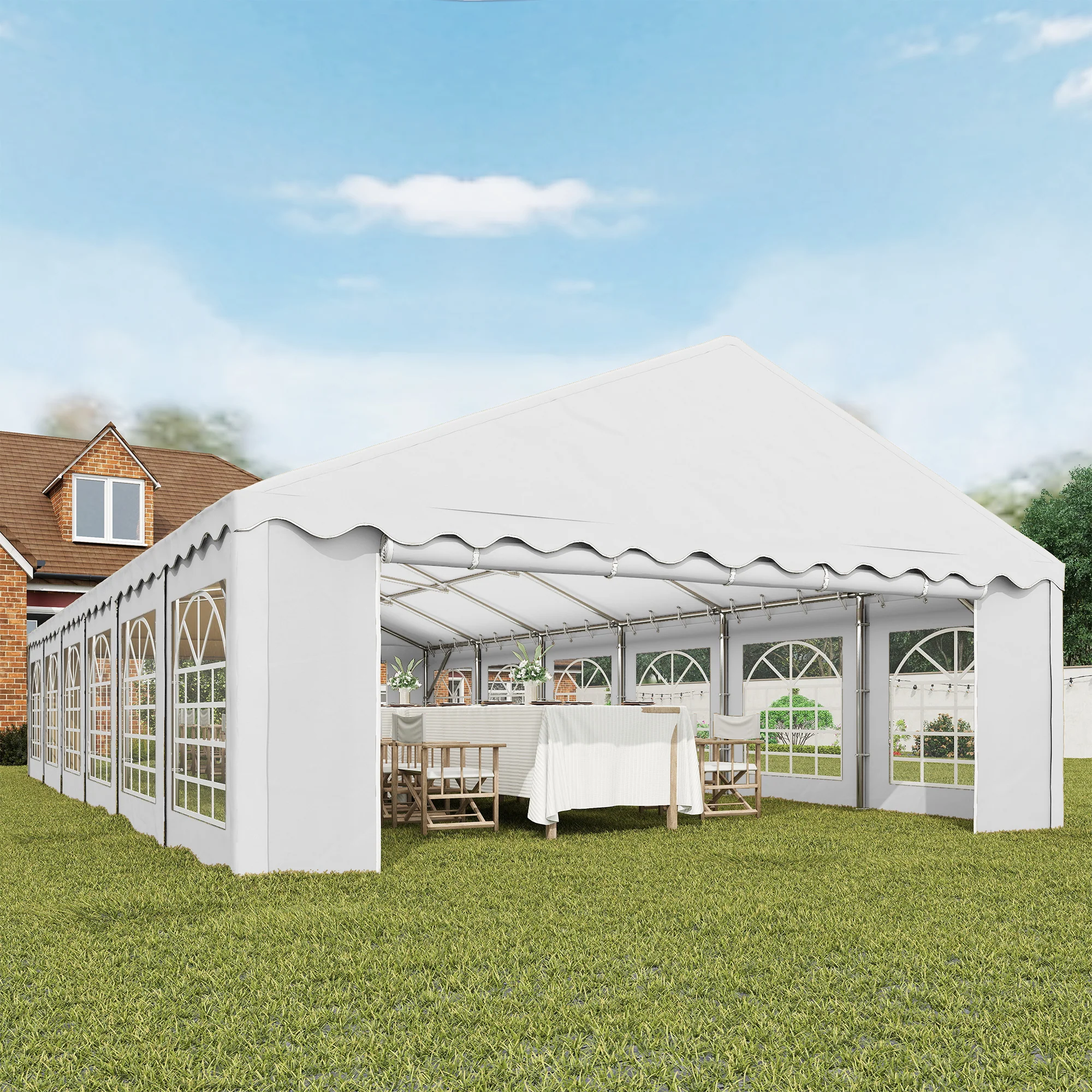 20' x 40' Heavy Duty Party Tent and Carport with Sidewalls, White - Image 11