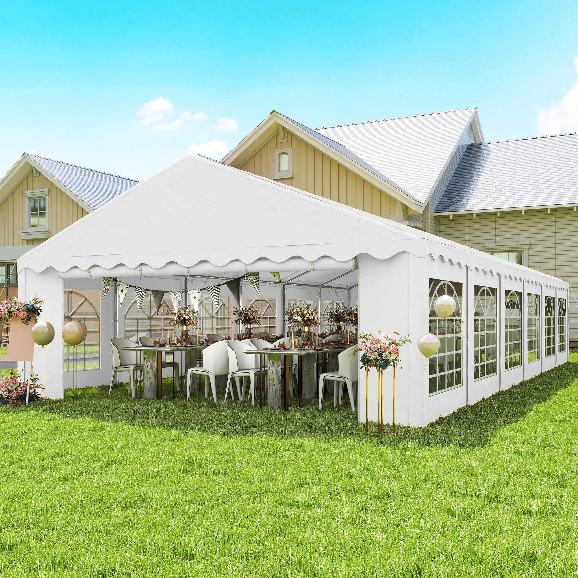 20' x 40' Heavy Duty Party Tent and Carport with Sidewalls, White - Image 3