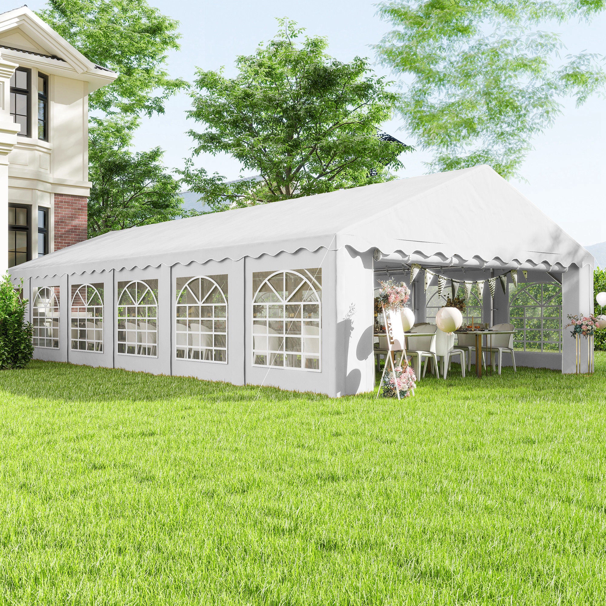 20' x 40' Heavy Duty Party Tent and Carport with Sidewalls, White - Image 4
