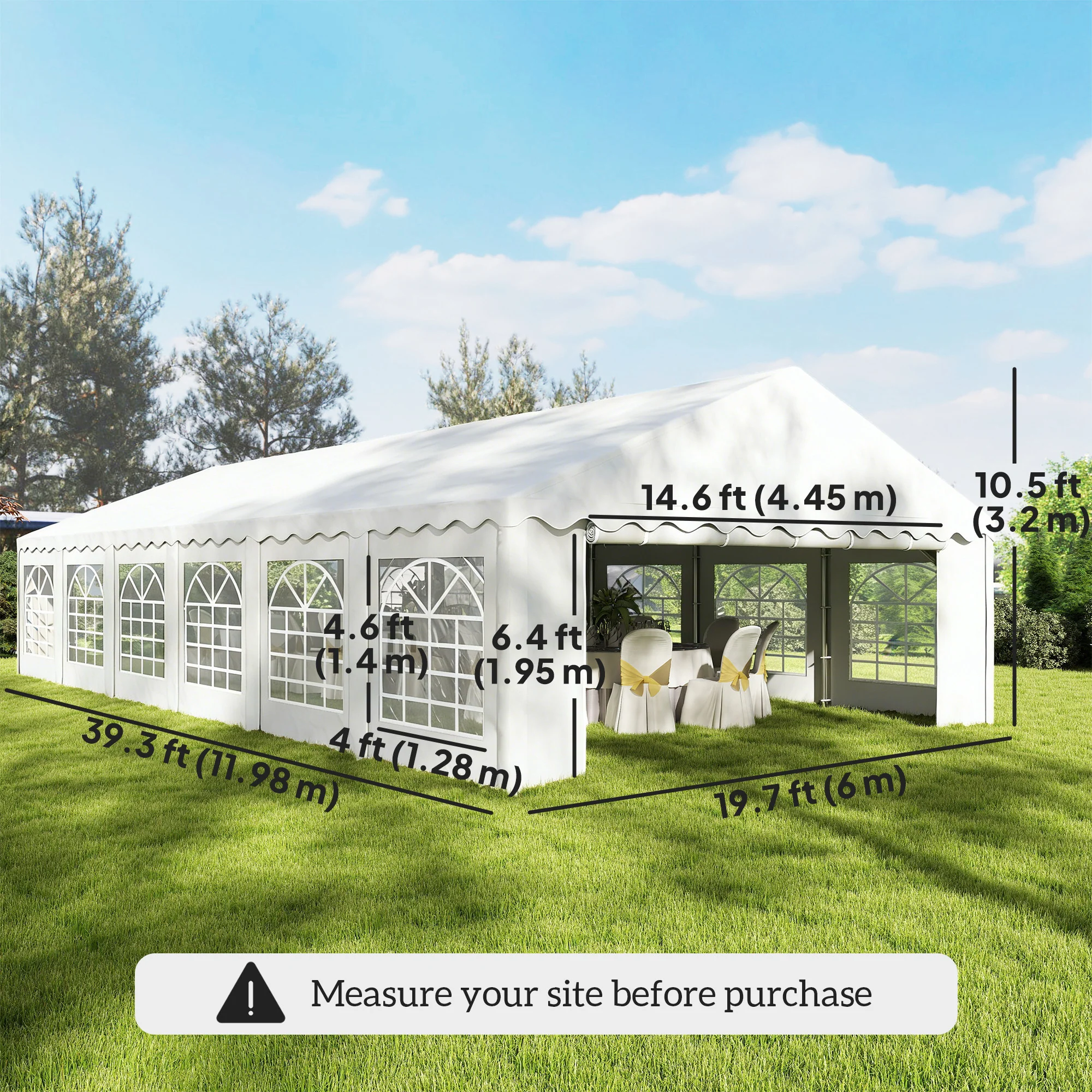 20' x 40' Heavy Duty Party Tent and Carport with Sidewalls, White - Image 5