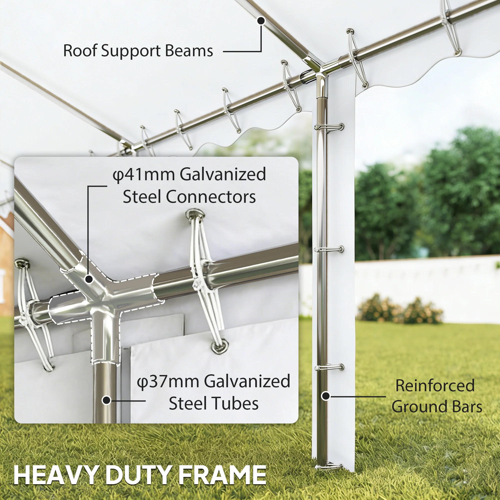 20' x 40' Heavy Duty Party Tent and Carport with Sidewalls, White - Image 6