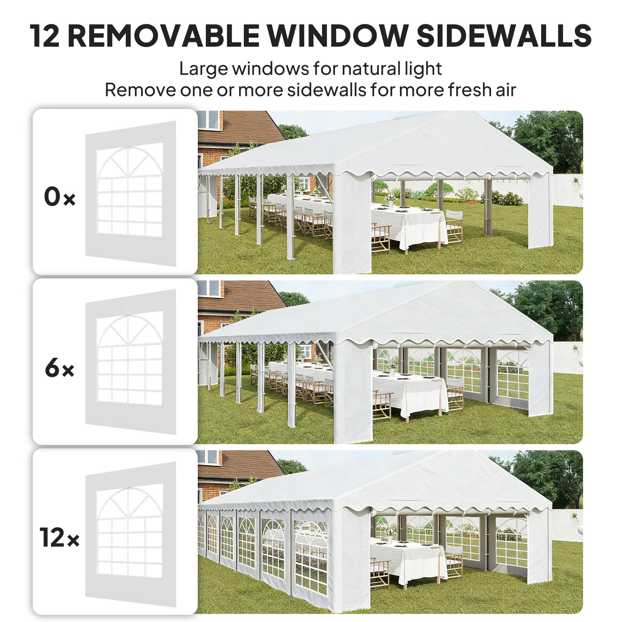 20' x 40' Heavy Duty Party Tent and Carport with Sidewalls, White - Image 7