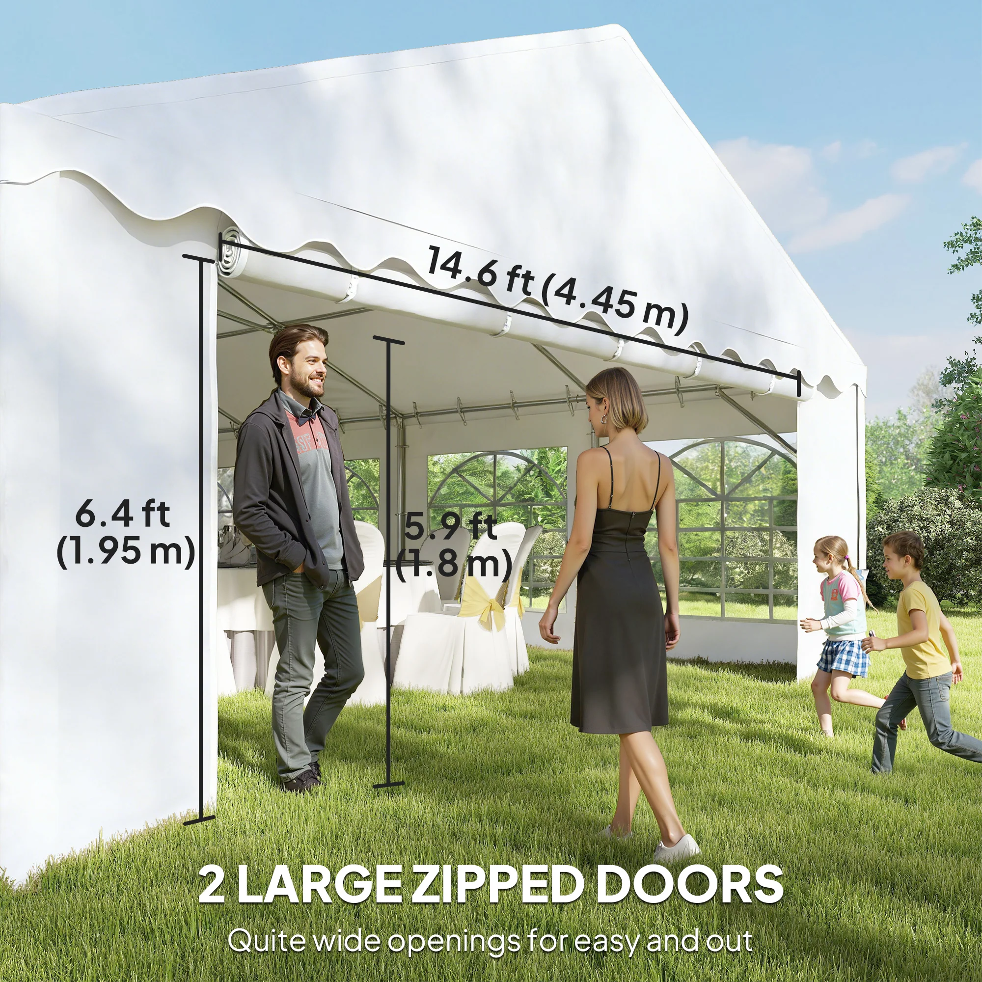 20' x 40' Heavy Duty Party Tent and Carport with Sidewalls, White - Image 8