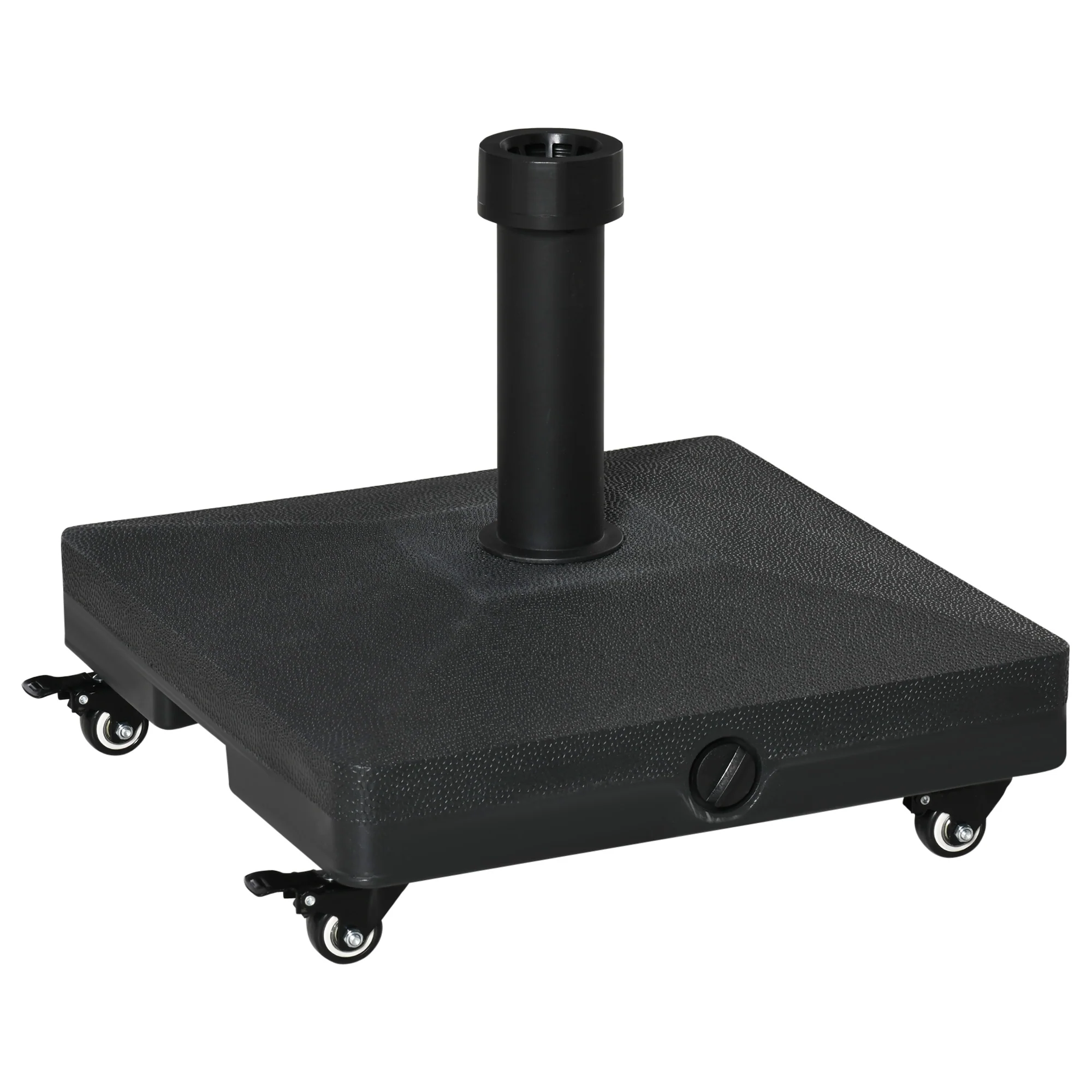 20kg Heavy Duty Garden Parasol Base Stand with Wheels, Sand or Water Can Be Filled, Black