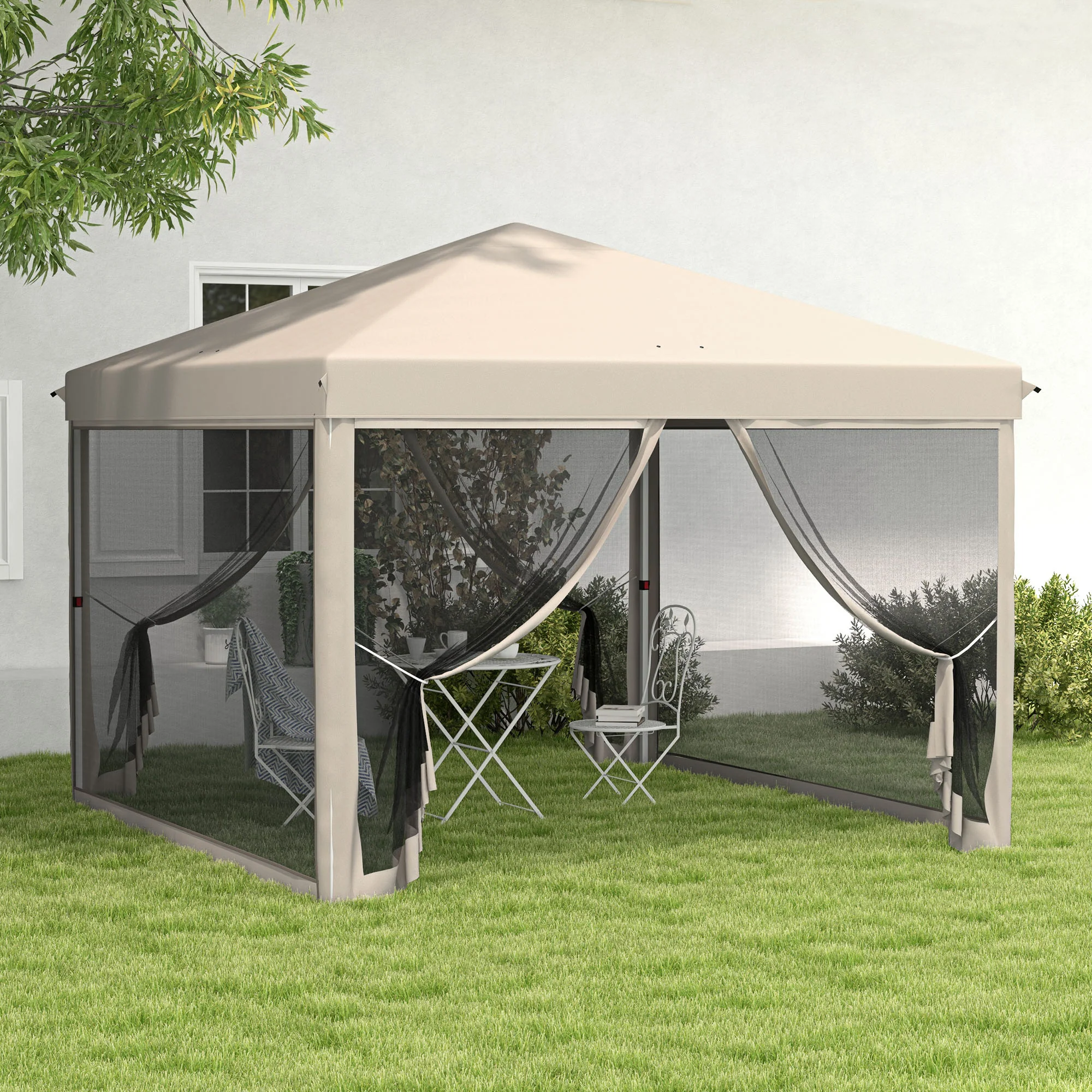 10' x 10' Pop Up Canopy Tent with Netting and Carry Bag - Image 4