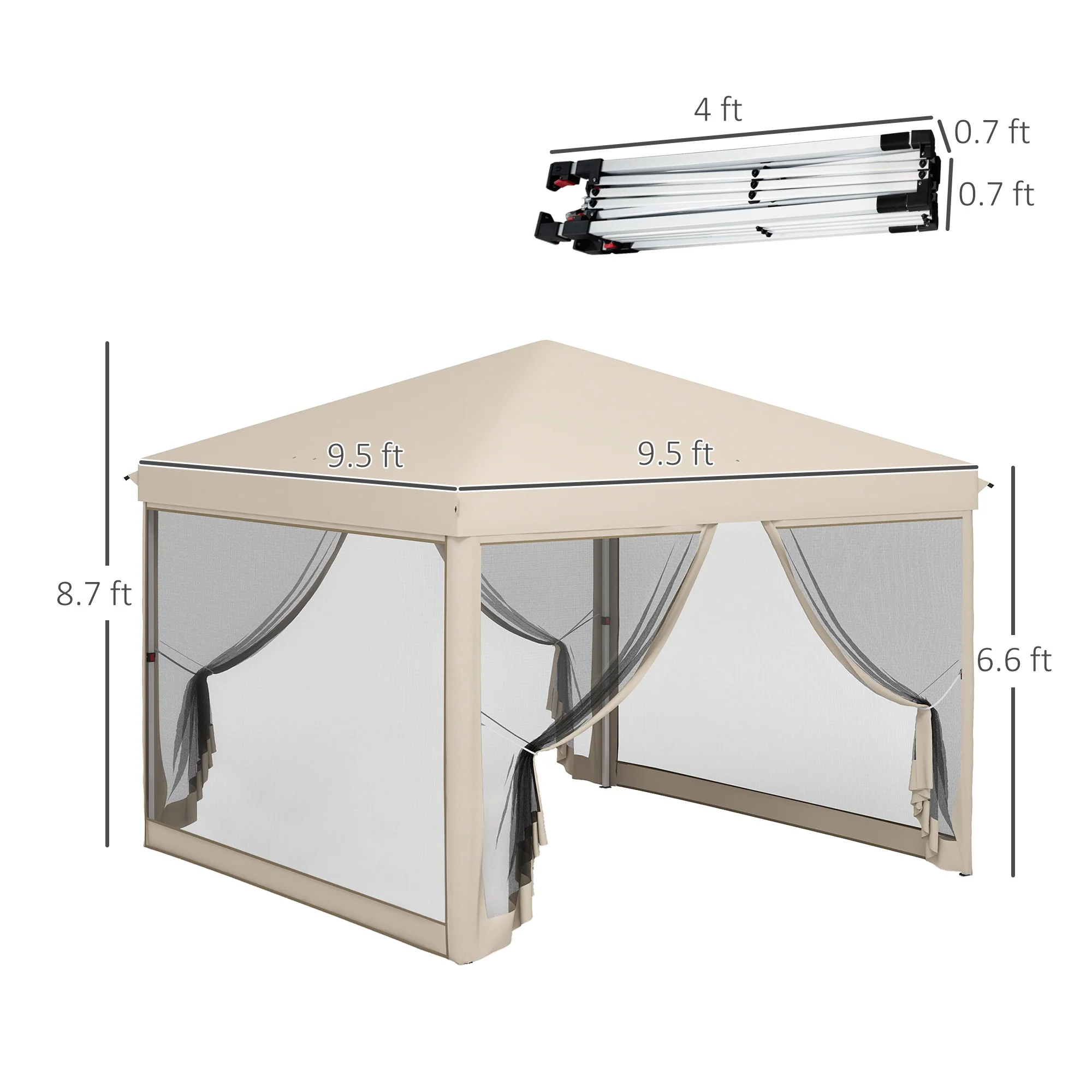 10' x 10' Pop Up Canopy Tent with Netting and Carry Bag - Image 5