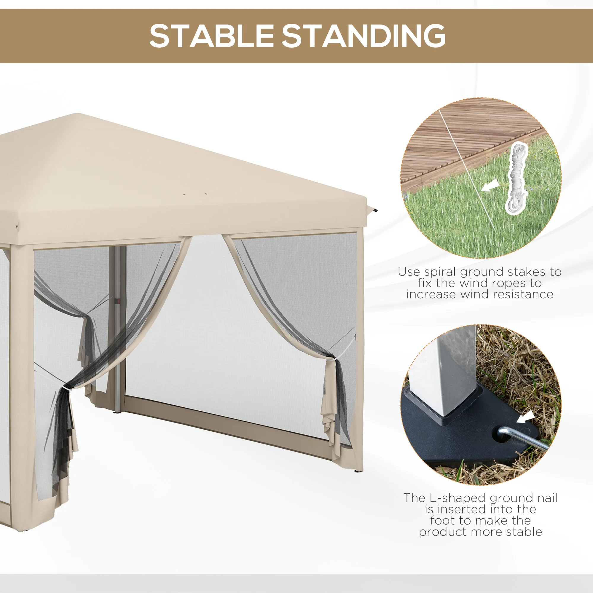 10' x 10' Pop Up Canopy Tent with Netting and Carry Bag - Image 7